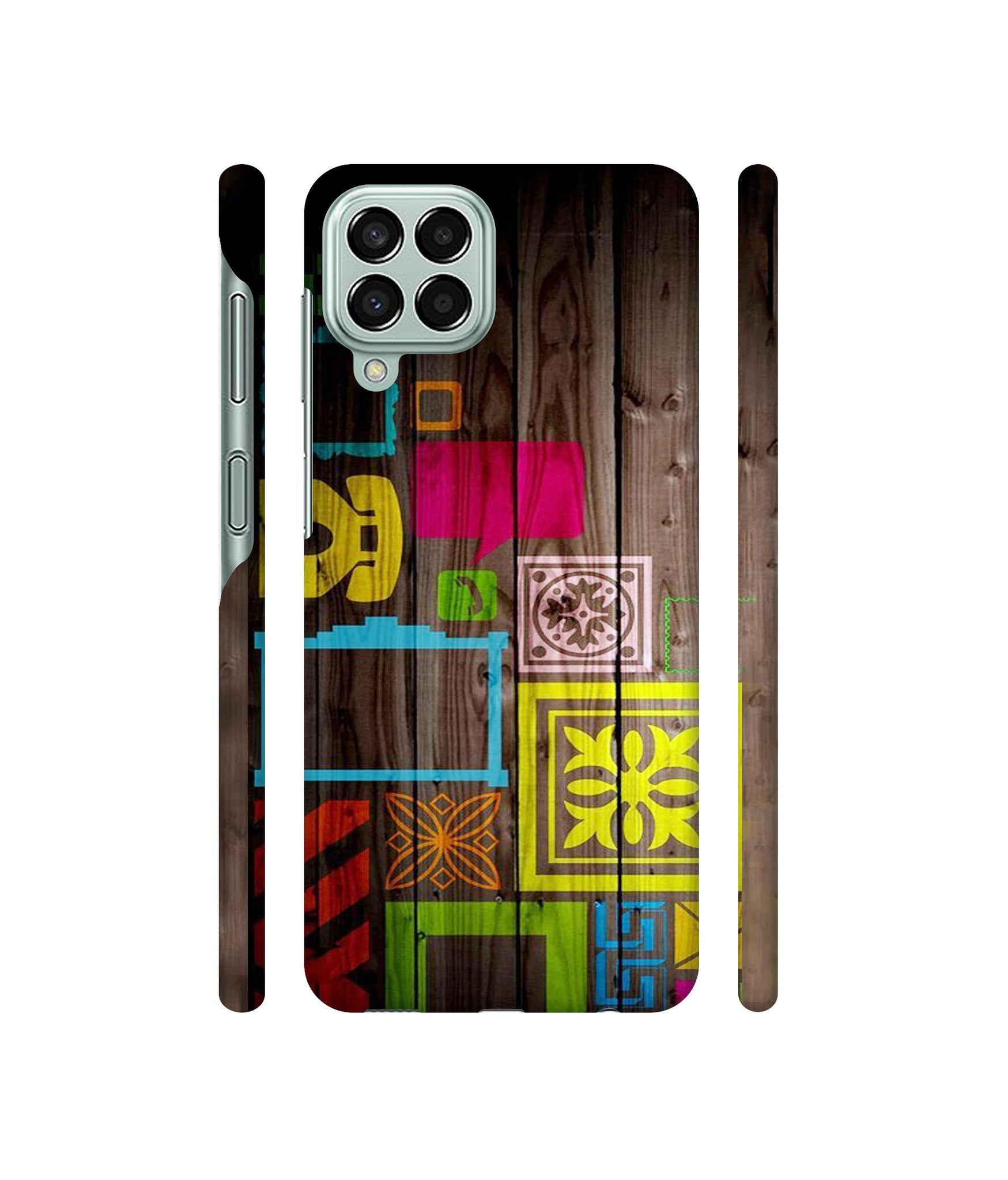 Stamps on Wooden Texture Designer Hard Back Cover for Samsung Galaxy M33 5G