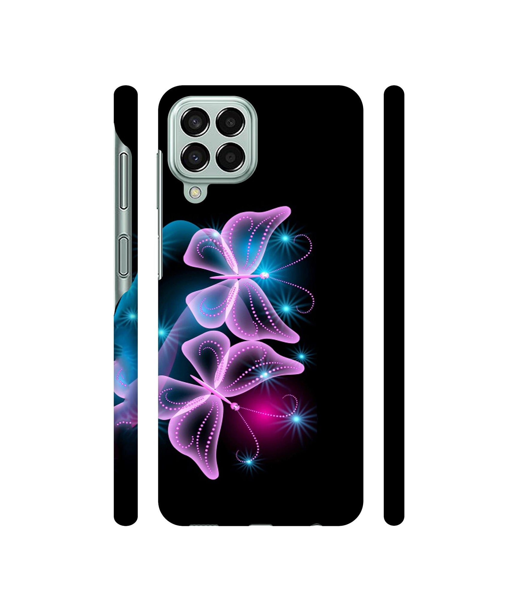 Butterflies Neon Light Designer Hard Back Cover for Samsung Galaxy M33 5G