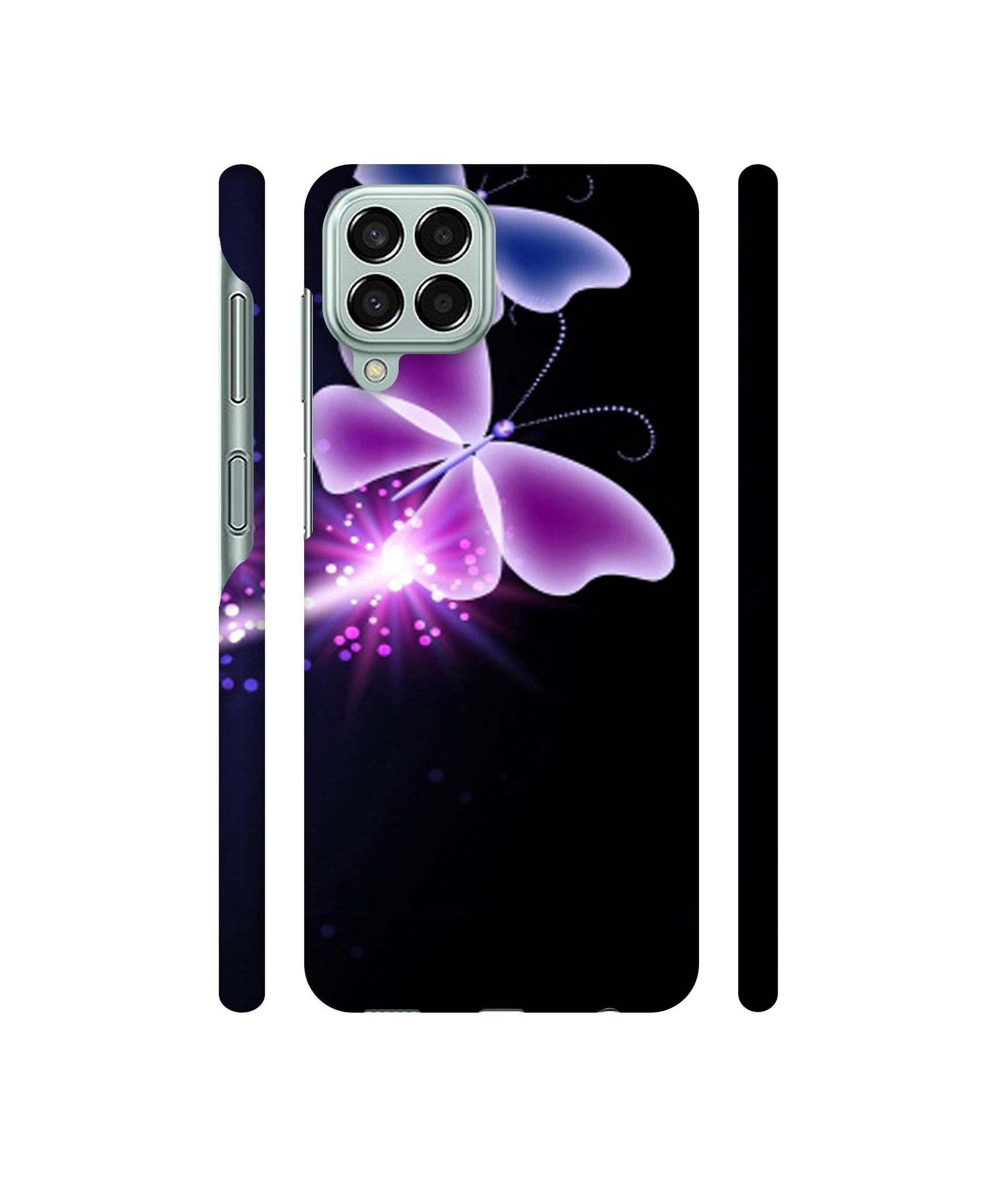 Neon Butterfly Light Abstract Shine Designer Hard Back Cover for Samsung Galaxy M33 5G