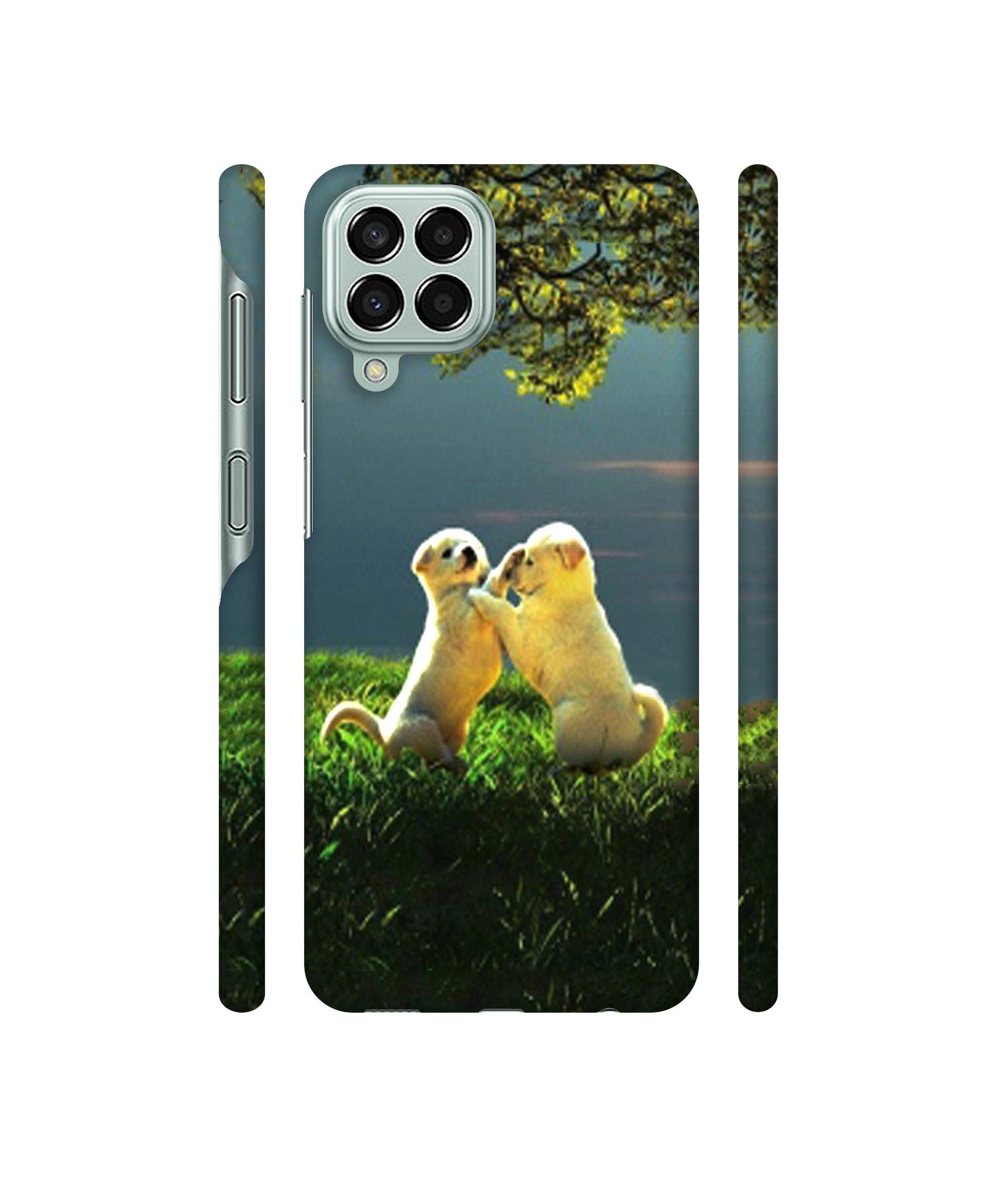 Puppy Couple Play Kids Nature Designer Hard Back Cover for Samsung Galaxy M33 5G