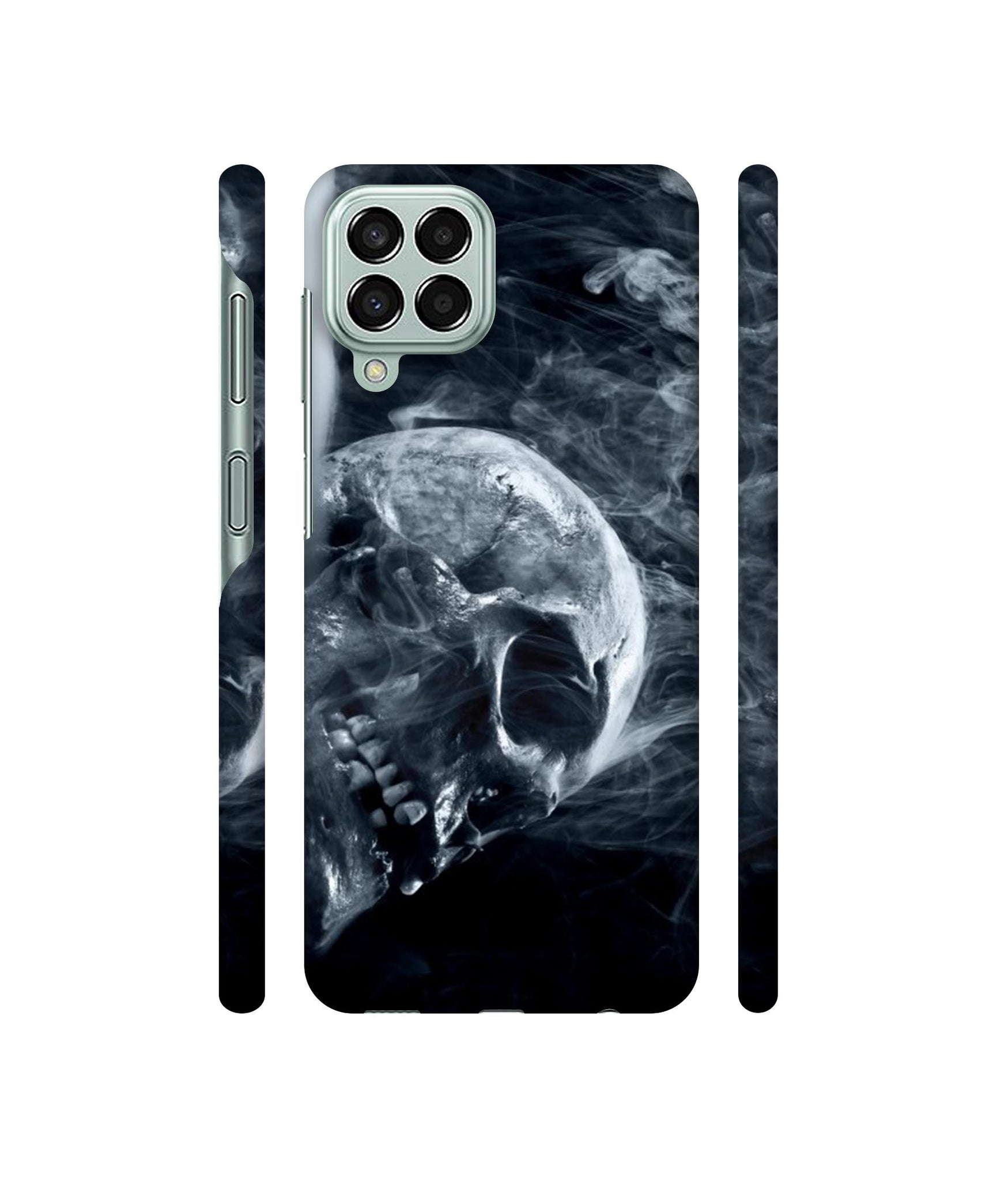 Skull Smoke Blue Scary Death Designer Hard Back Cover for Samsung Galaxy M33 5G