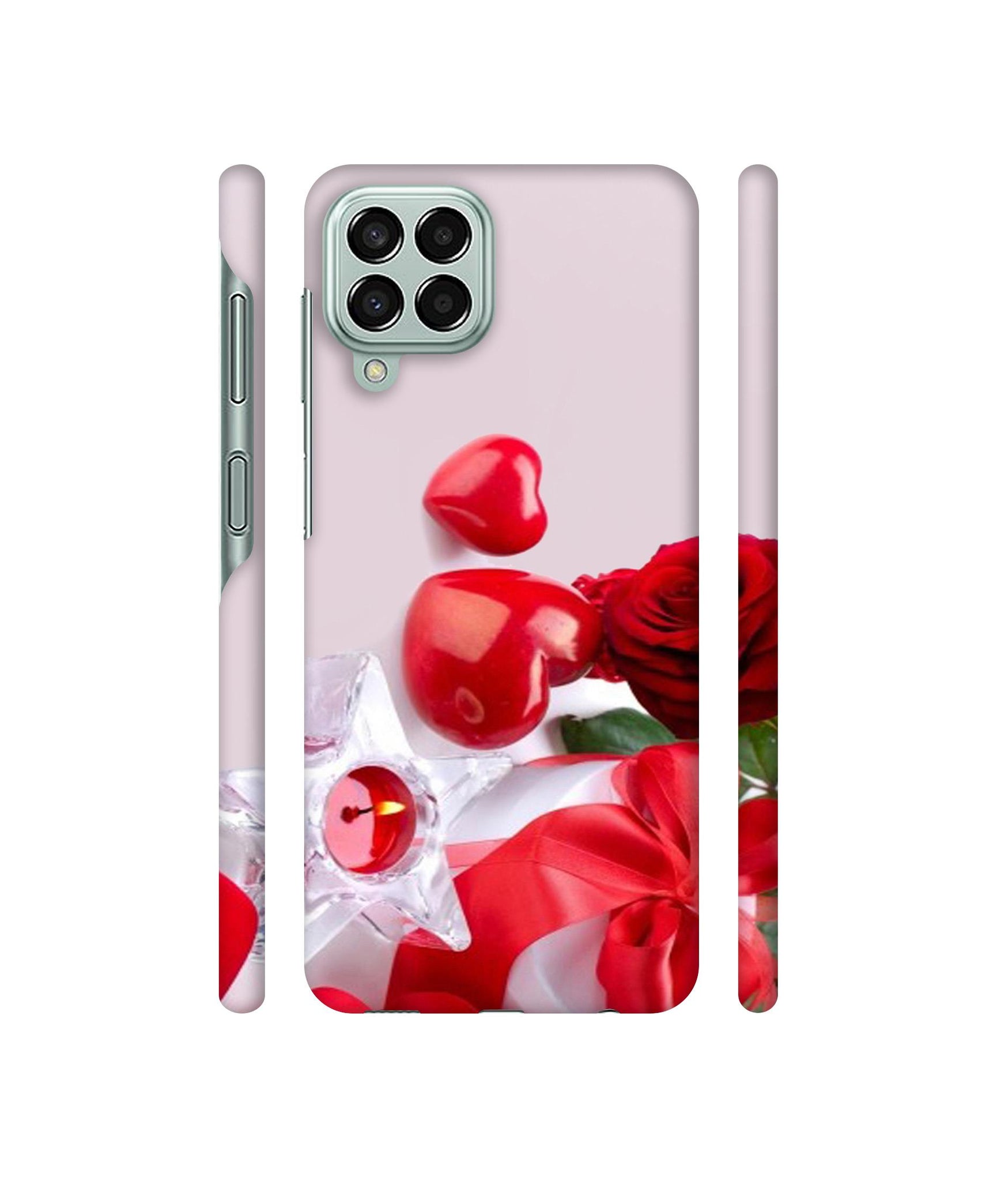 Red Rose Heart Valentines Couple Designer Hard Back Cover for Samsung Galaxy M33 5G