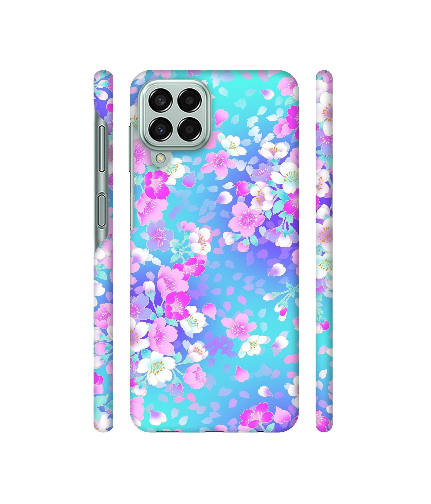 Floral Blue Pattern Designer Hard Back Cover for Samsung Galaxy M33 5G