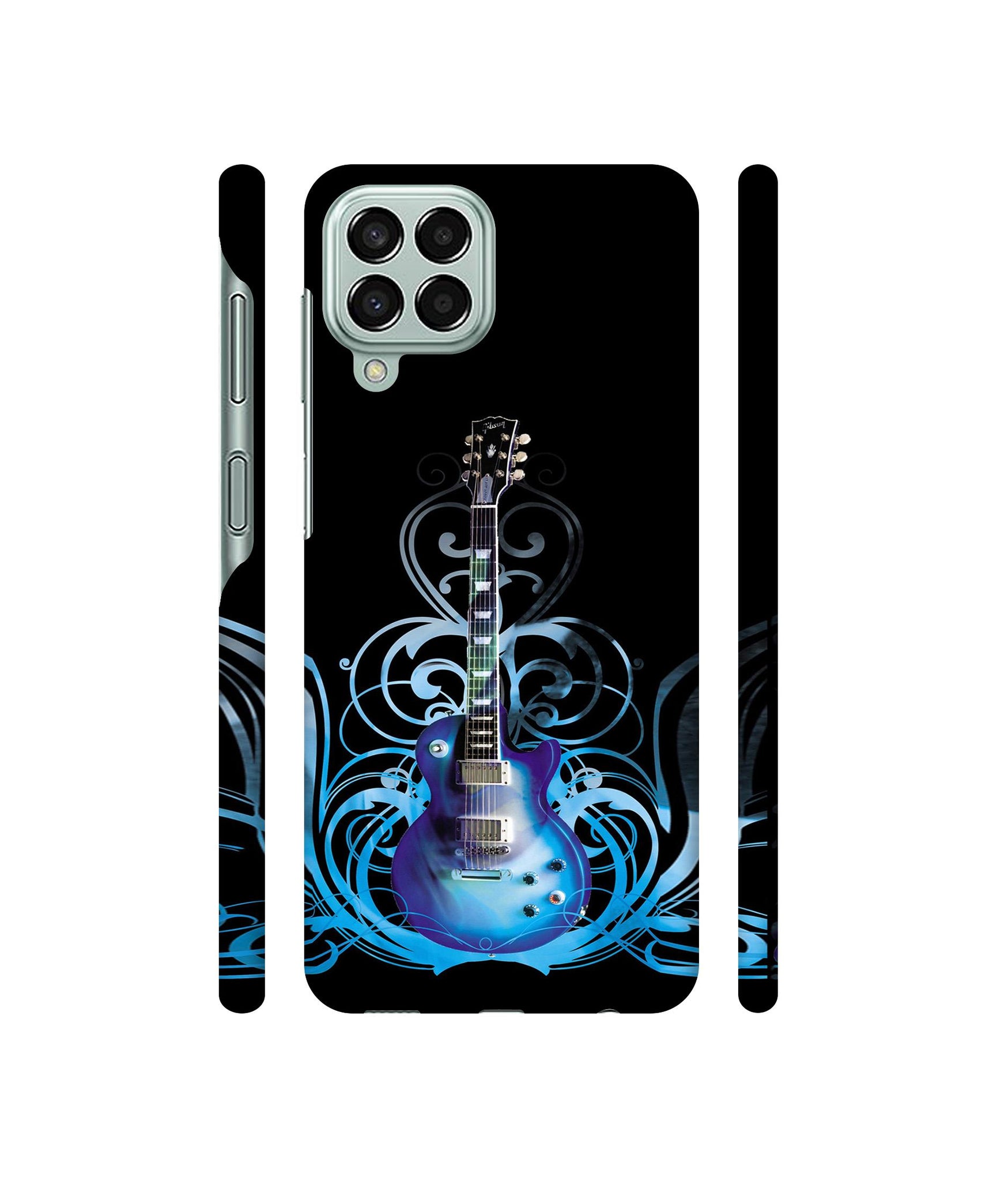 Guitar In Blue Pattern Designer Hard Back Cover for Samsung Galaxy M33 5G