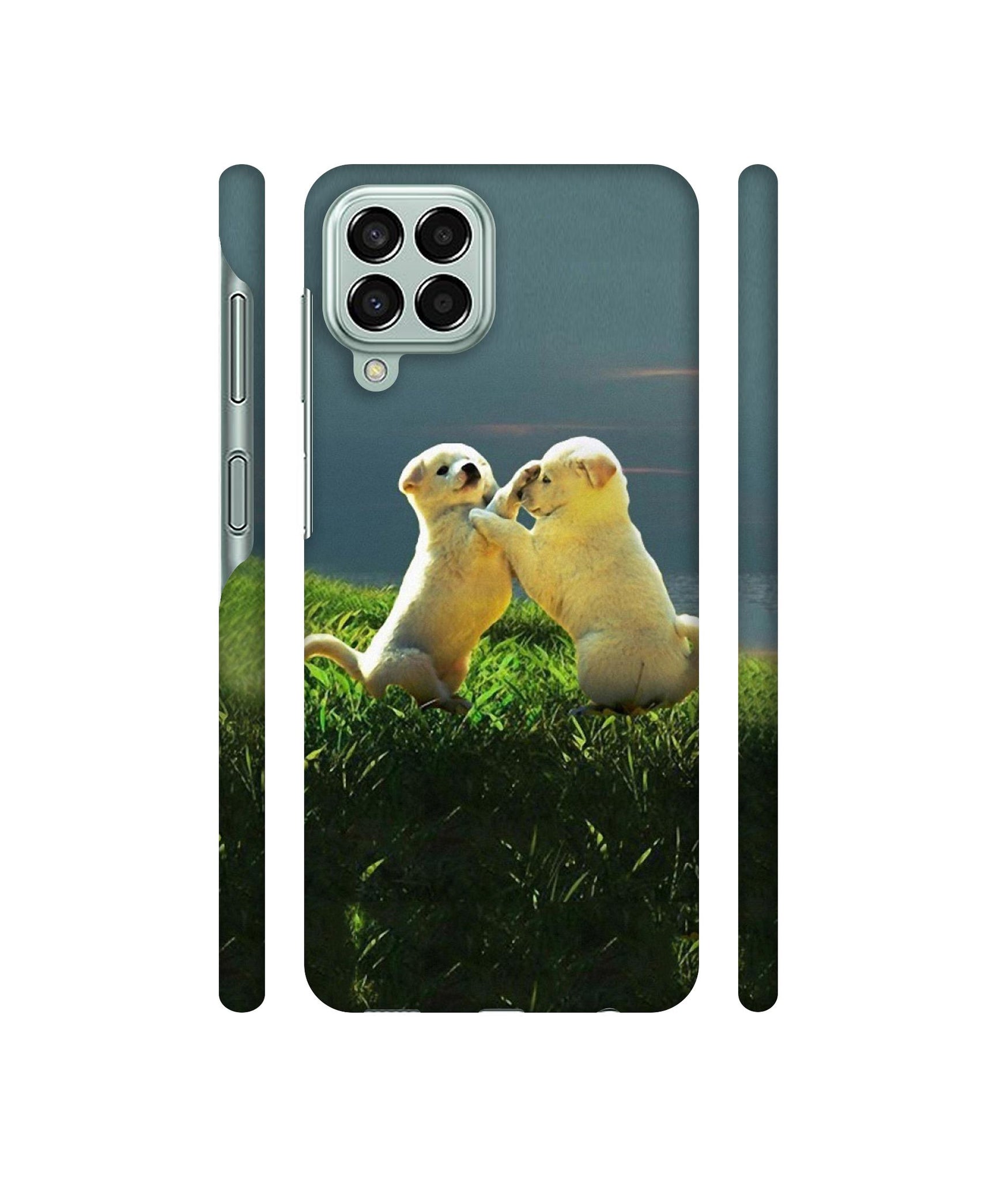 Puppy Couple Sunset Designer Hard Back Cover for Samsung Galaxy M33 5G