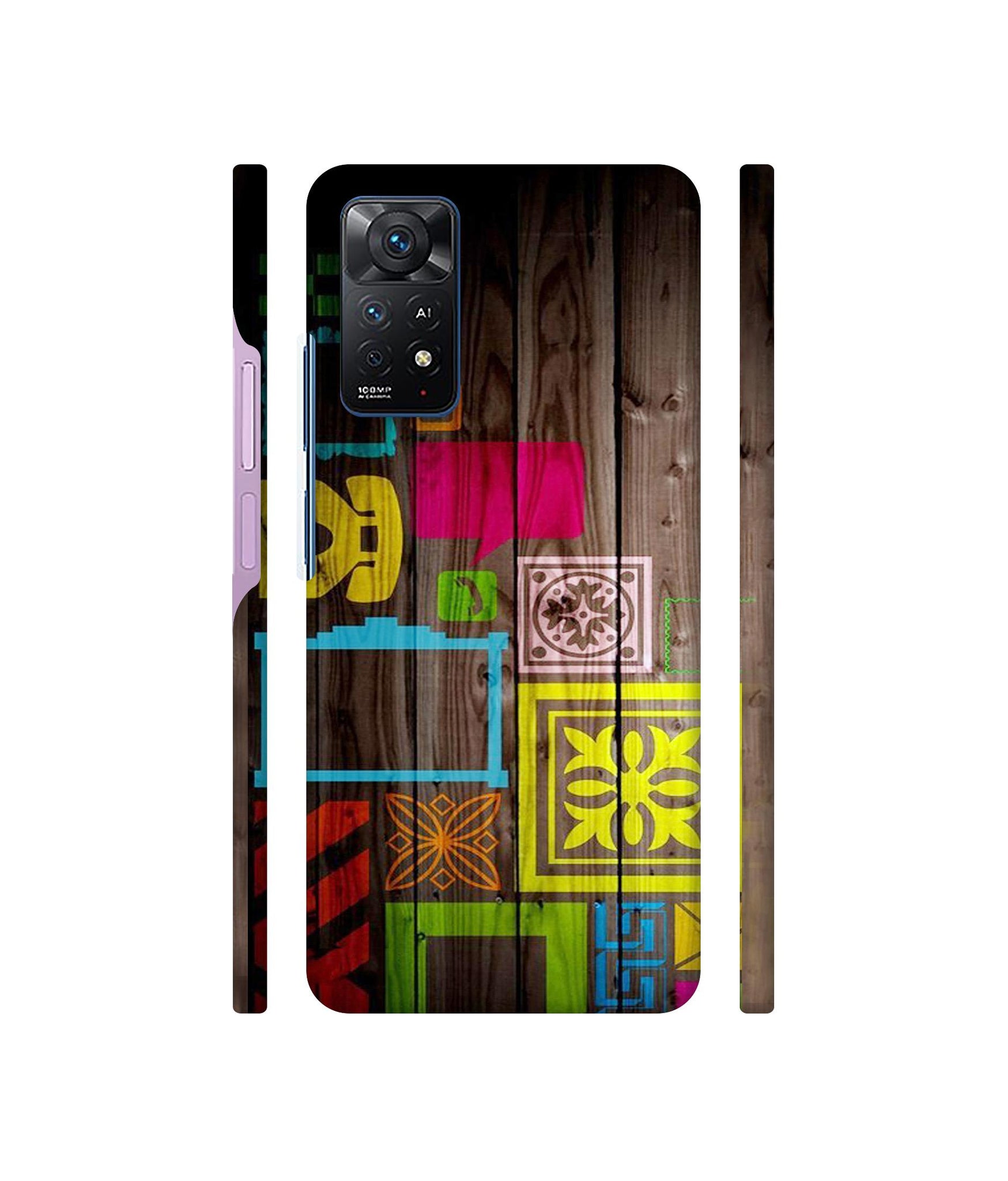 Stamps on Wooden Texture Designer Hard Back Cover for Mi Redmi Note 11 Pro Plus 5G