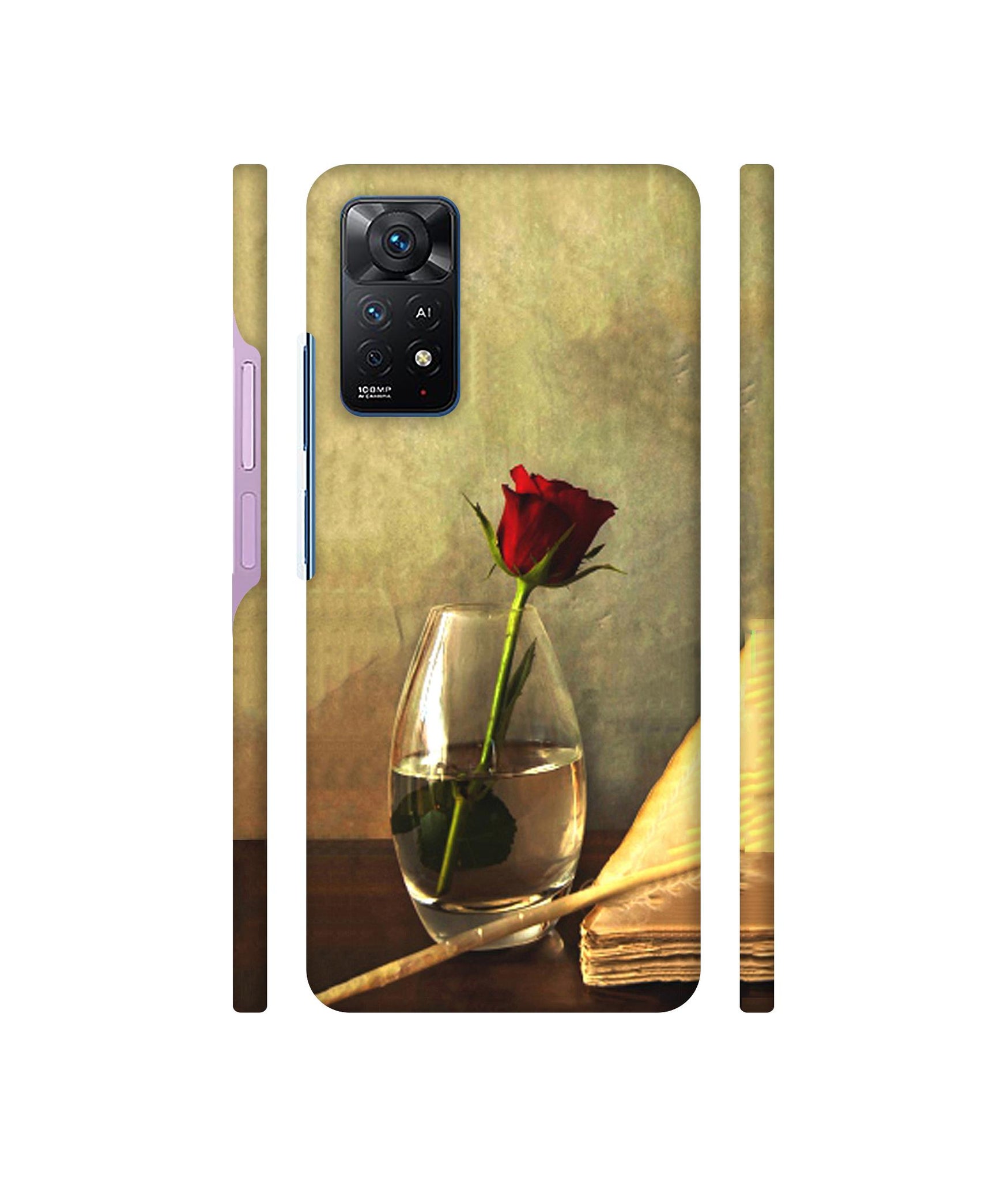 Red Rose in Glass Designer Hard Back Cover for Mi Redmi Note 11 Pro Plus 5G