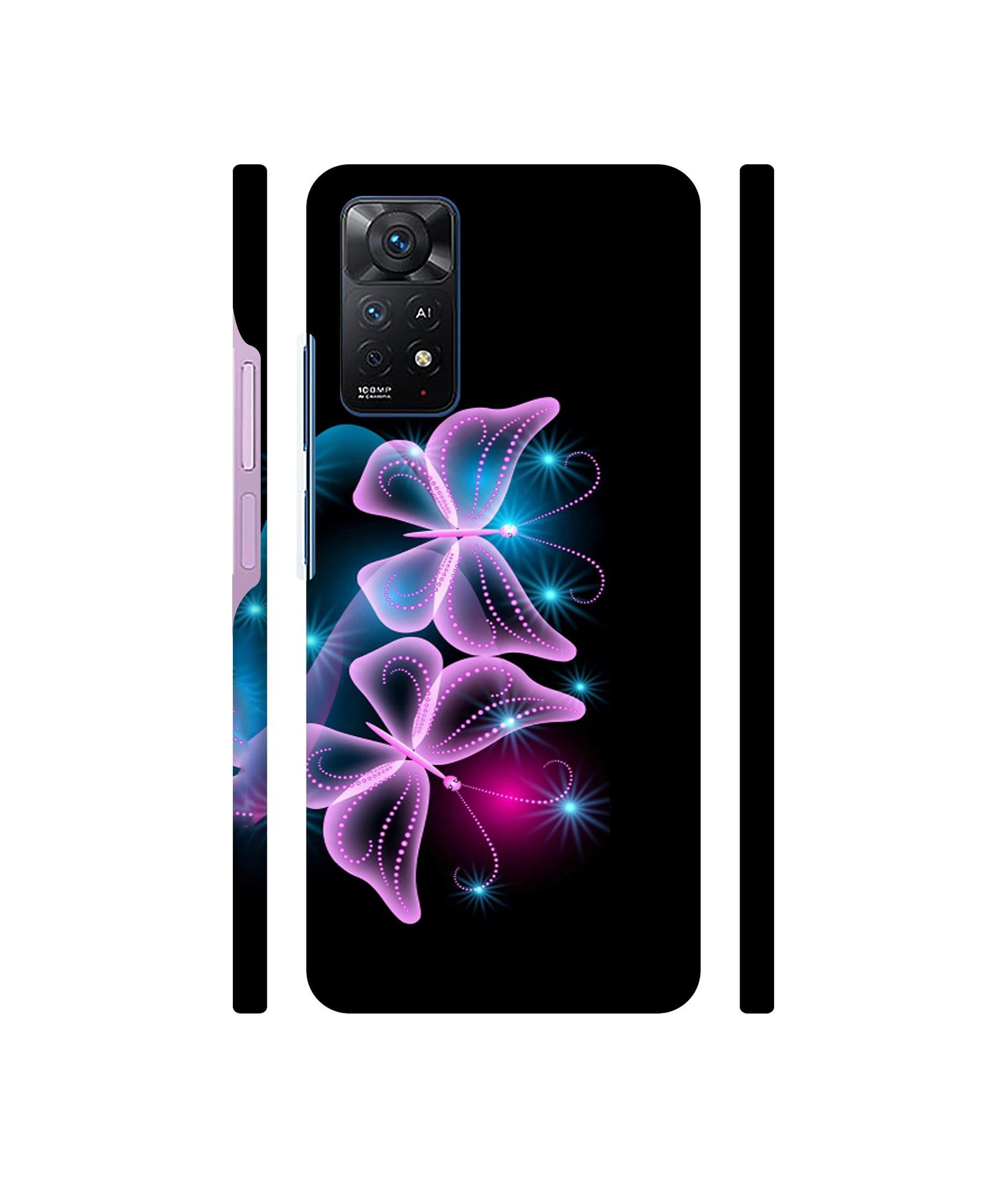Butterflies Neon Light Designer Hard Back Cover for Mi Redmi Note 11 Pro Plus 5G