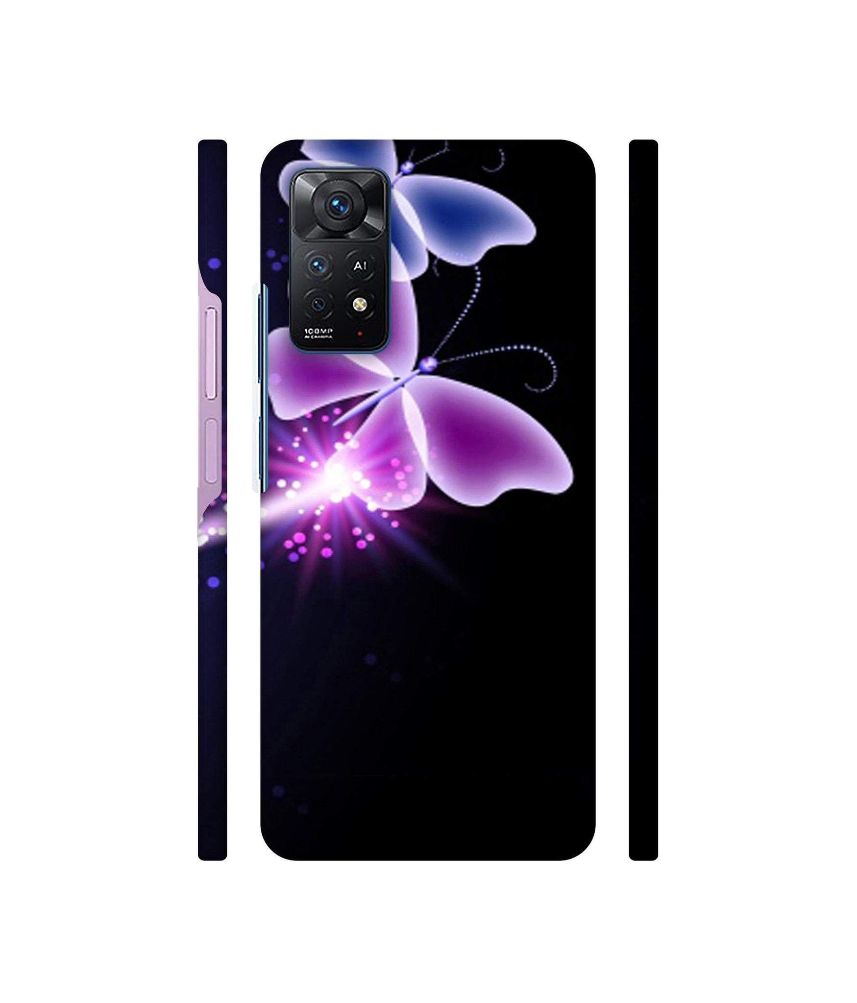 Neon Butterfly Light Abstract Shine Designer Hard Back Cover for Mi Redmi Note 11 Pro Plus 5G