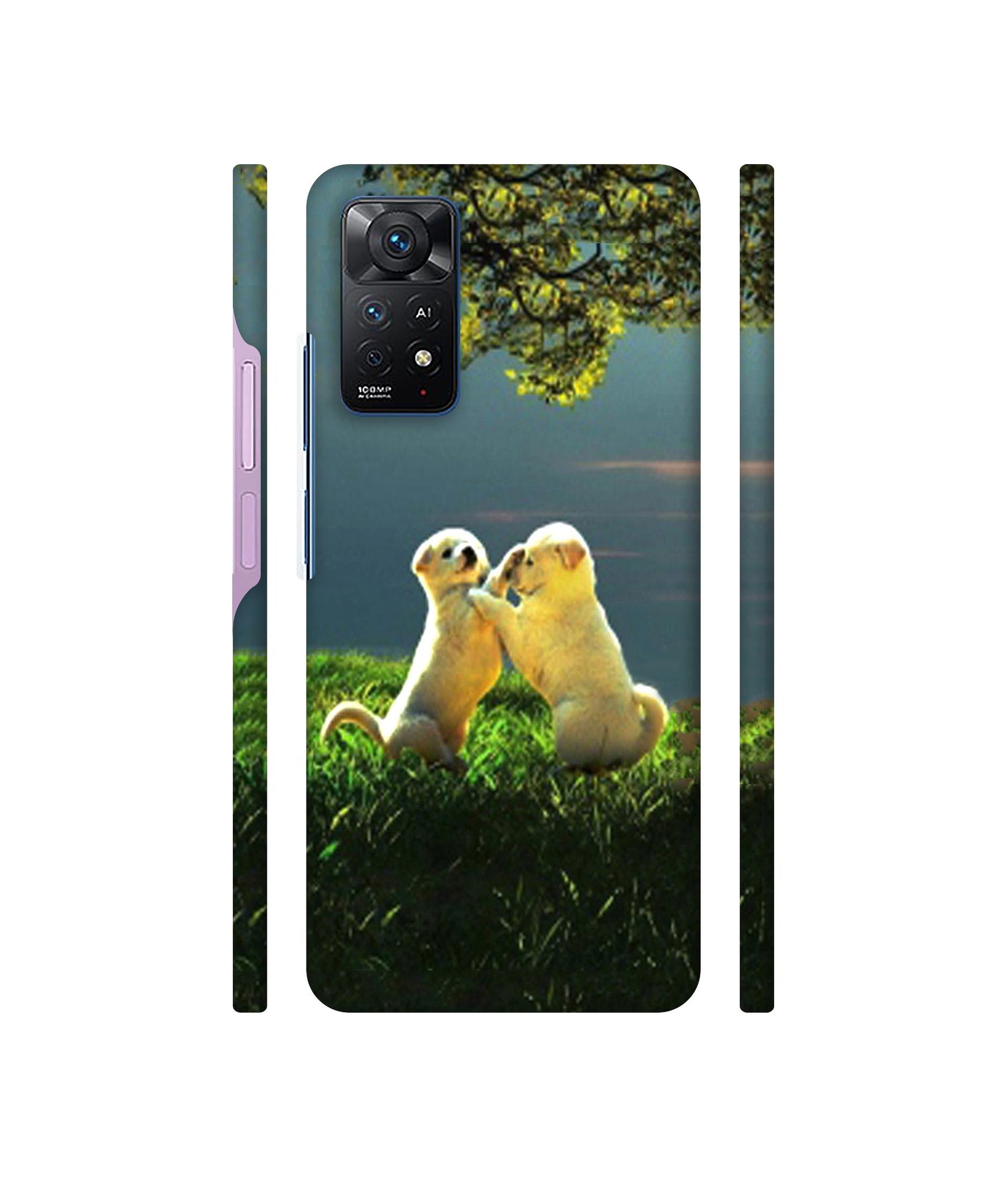 Puppy Couple Play Kids Nature Designer Hard Back Cover for Mi Redmi Note 11 Pro Plus 5G