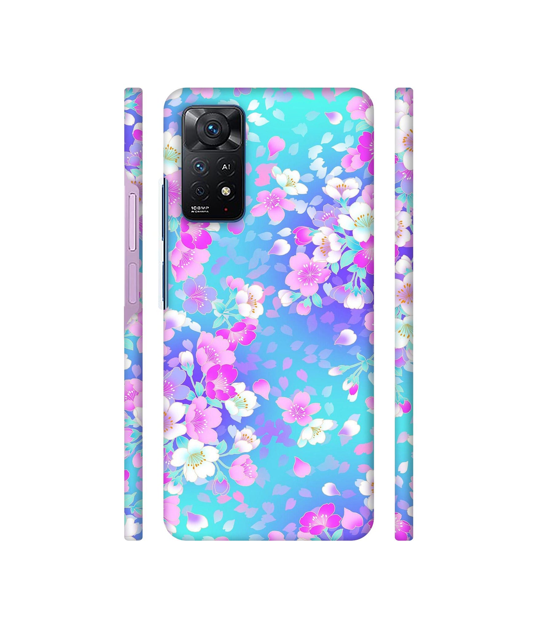 Floral Blue Pattern Designer Hard Back Cover for Mi Redmi Note 11 Pro Plus 5G
