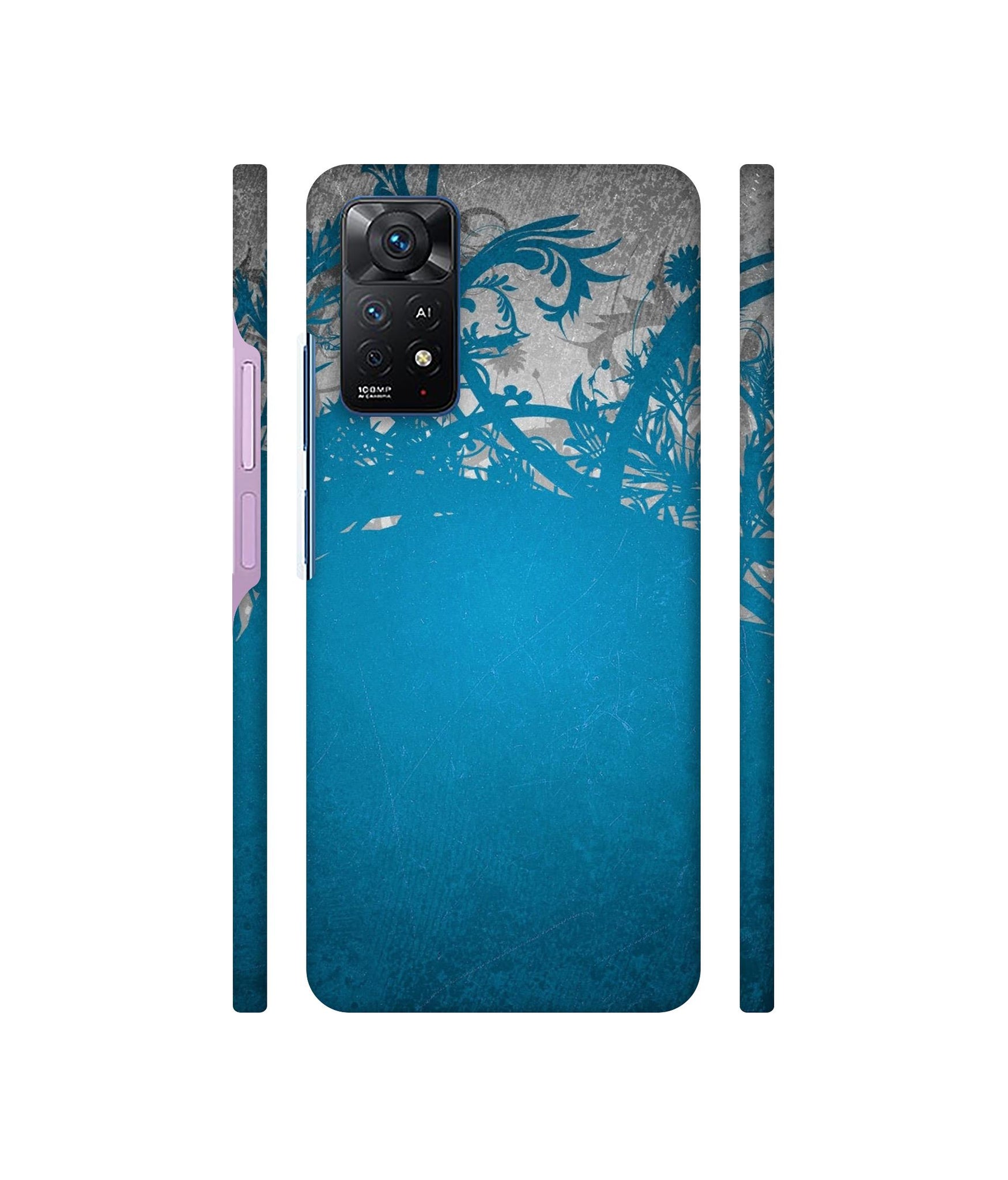 Blue Floral Pattern Designer Hard Back Cover for Mi Redmi Note 11 Pro Plus 5G