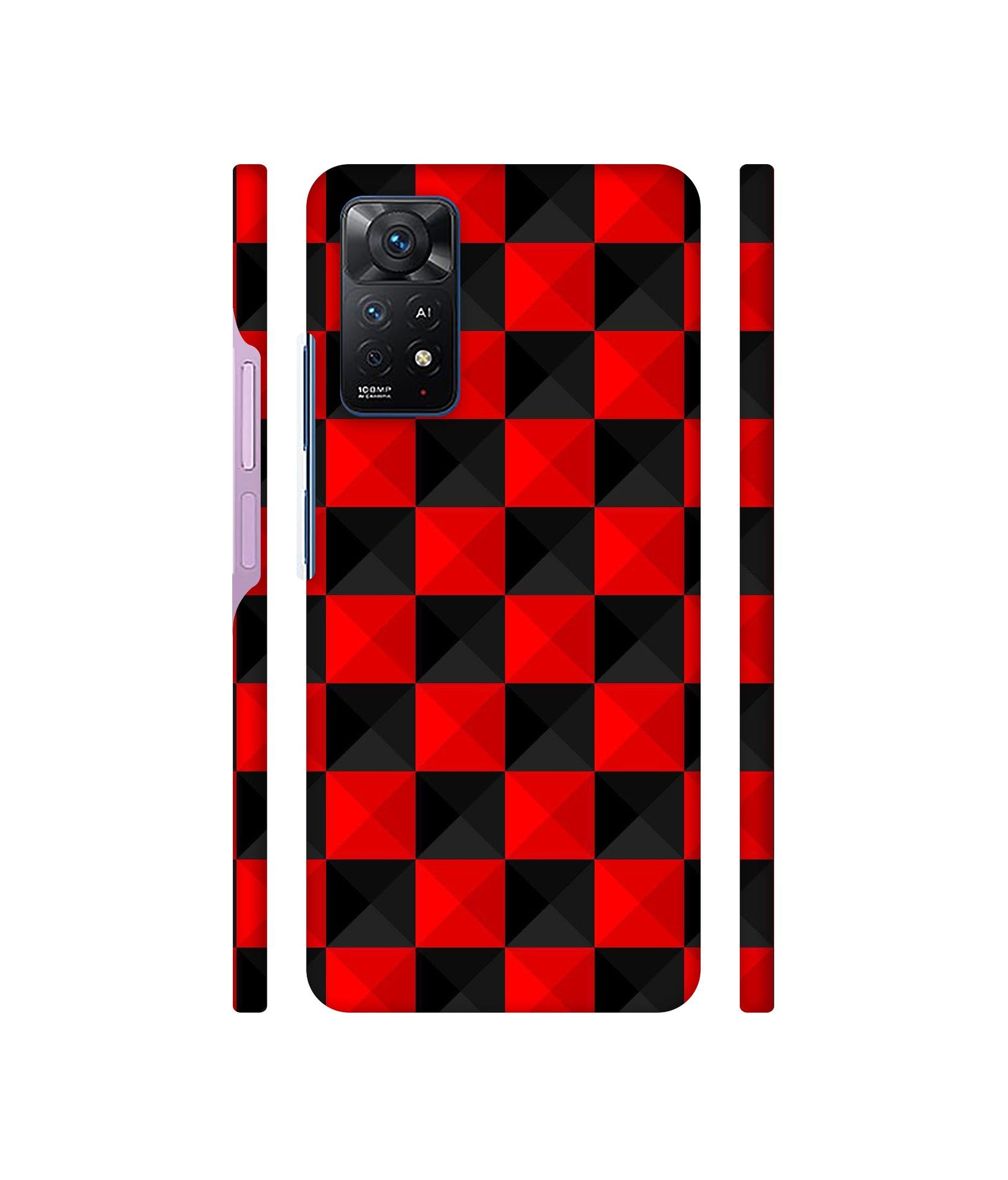 Red N Black Cubes Designer Hard Back Cover for Mi Redmi Note 11 Pro Plus 5G