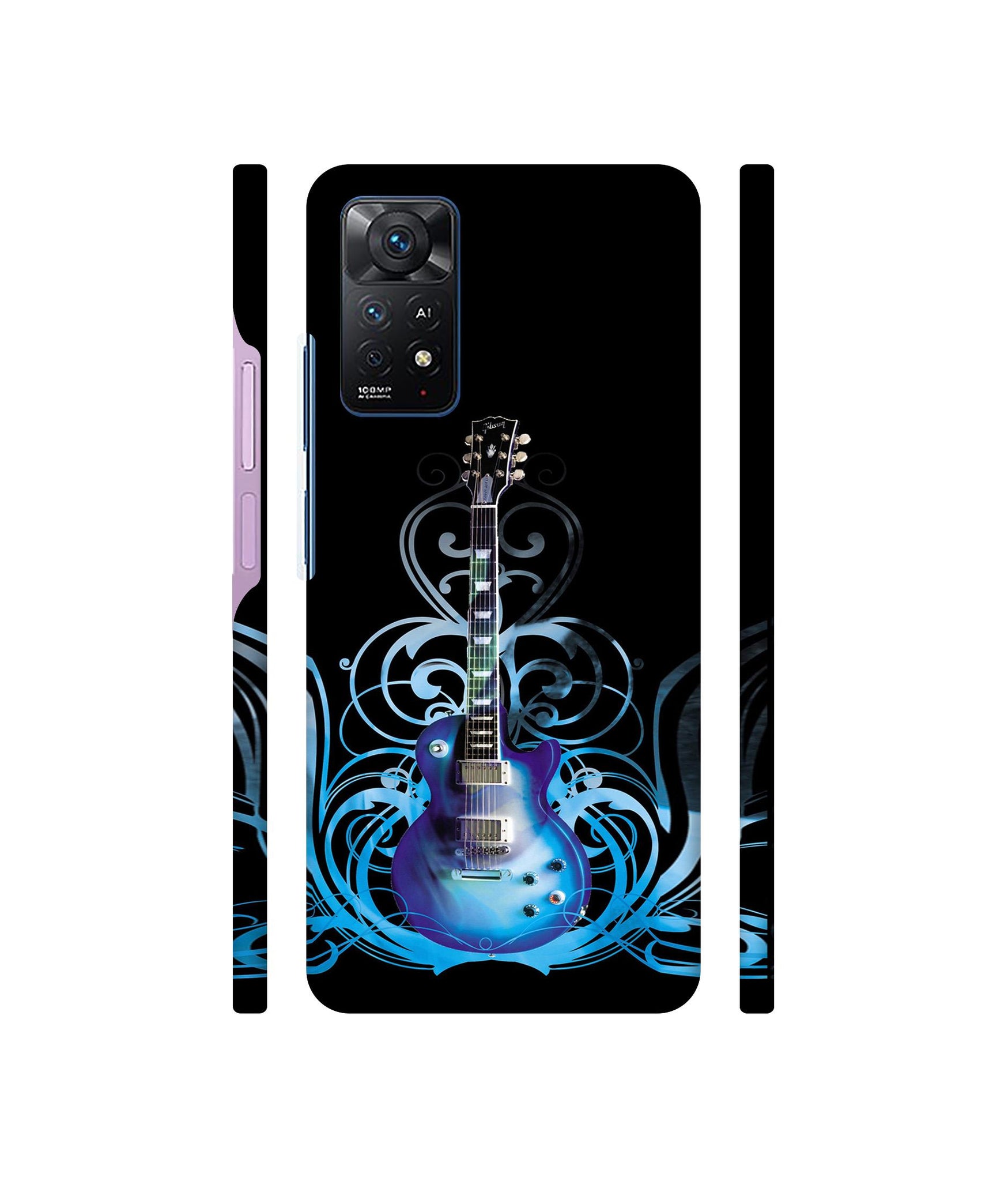 Guitar In Blue Pattern Designer Hard Back Cover for Mi Redmi Note 11 Pro Plus 5G