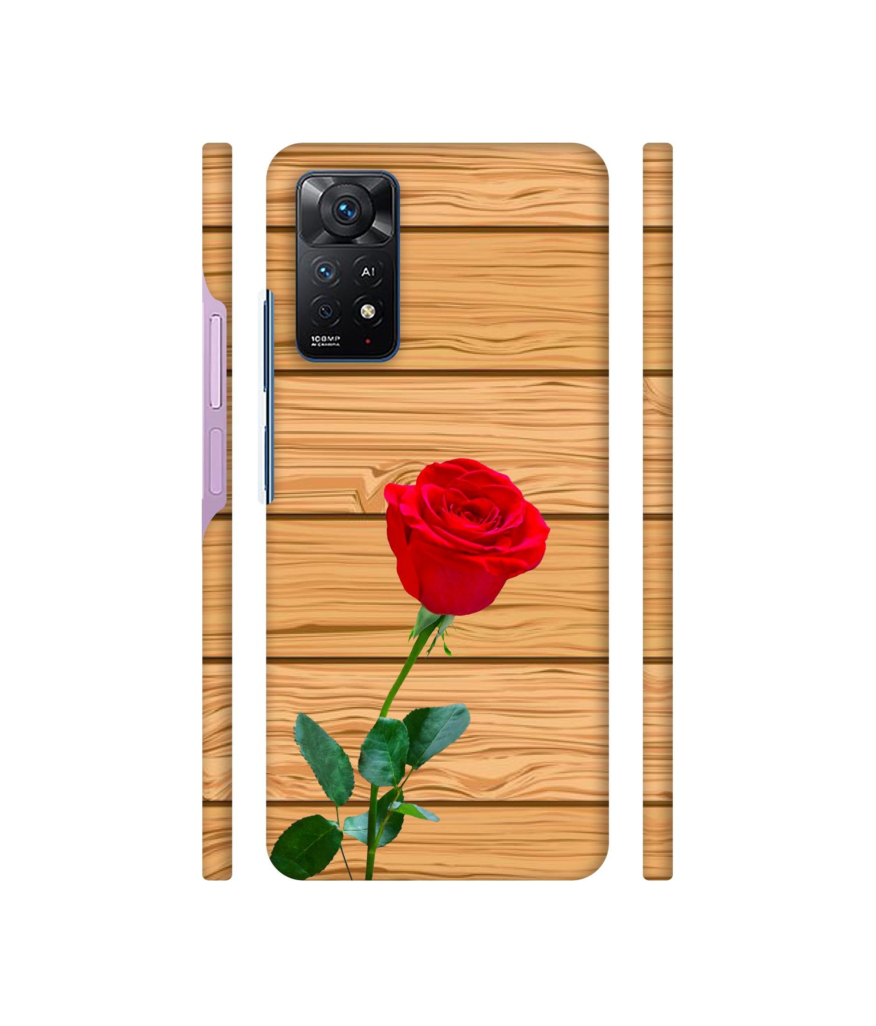 Rose With Wooden Texture Designer Hard Back Cover for Mi Redmi Note 11 Pro Plus 5G