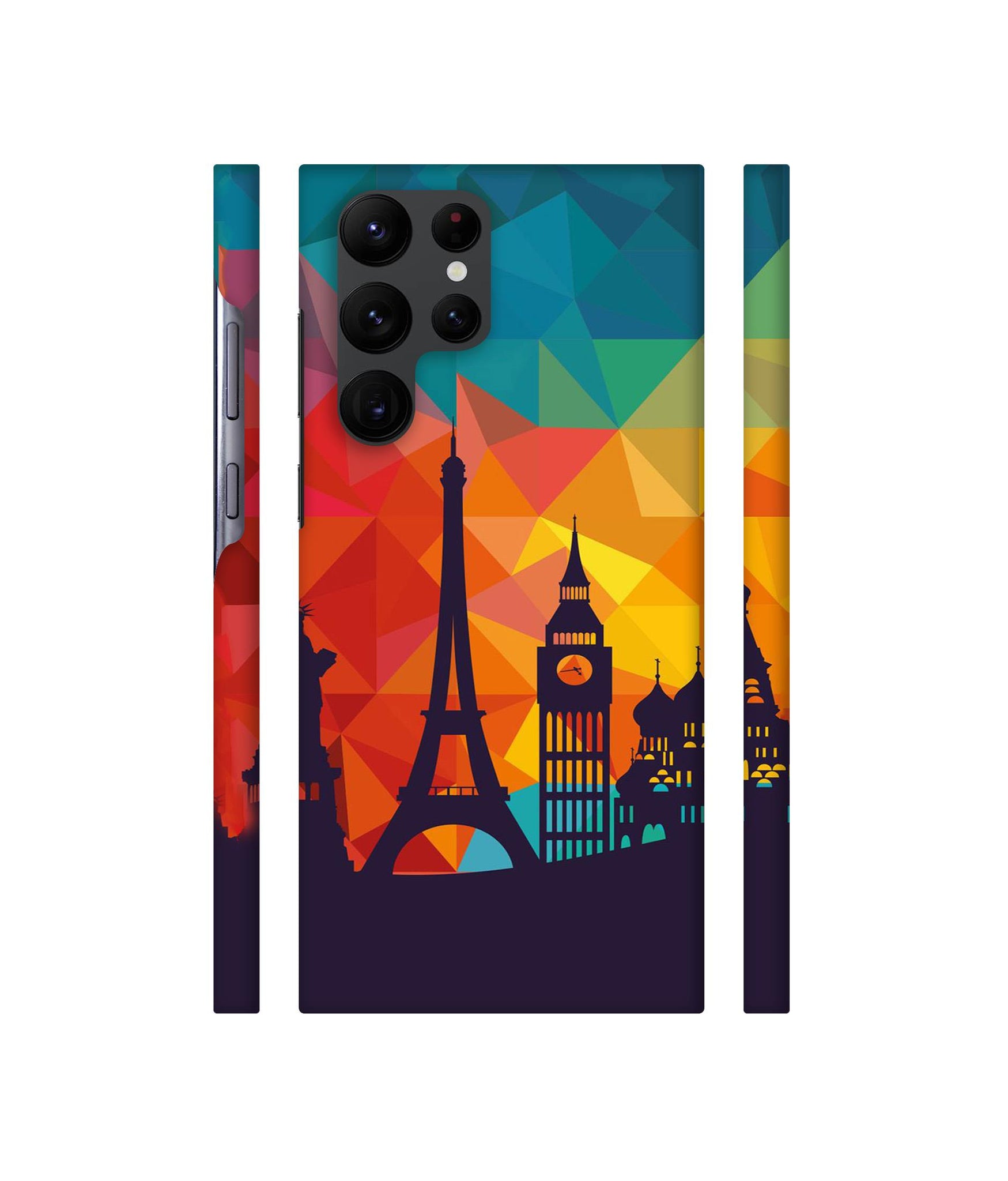 Colored Paris Designer Hard Back Cover for Samsung Galaxy S22 Ultra 5G