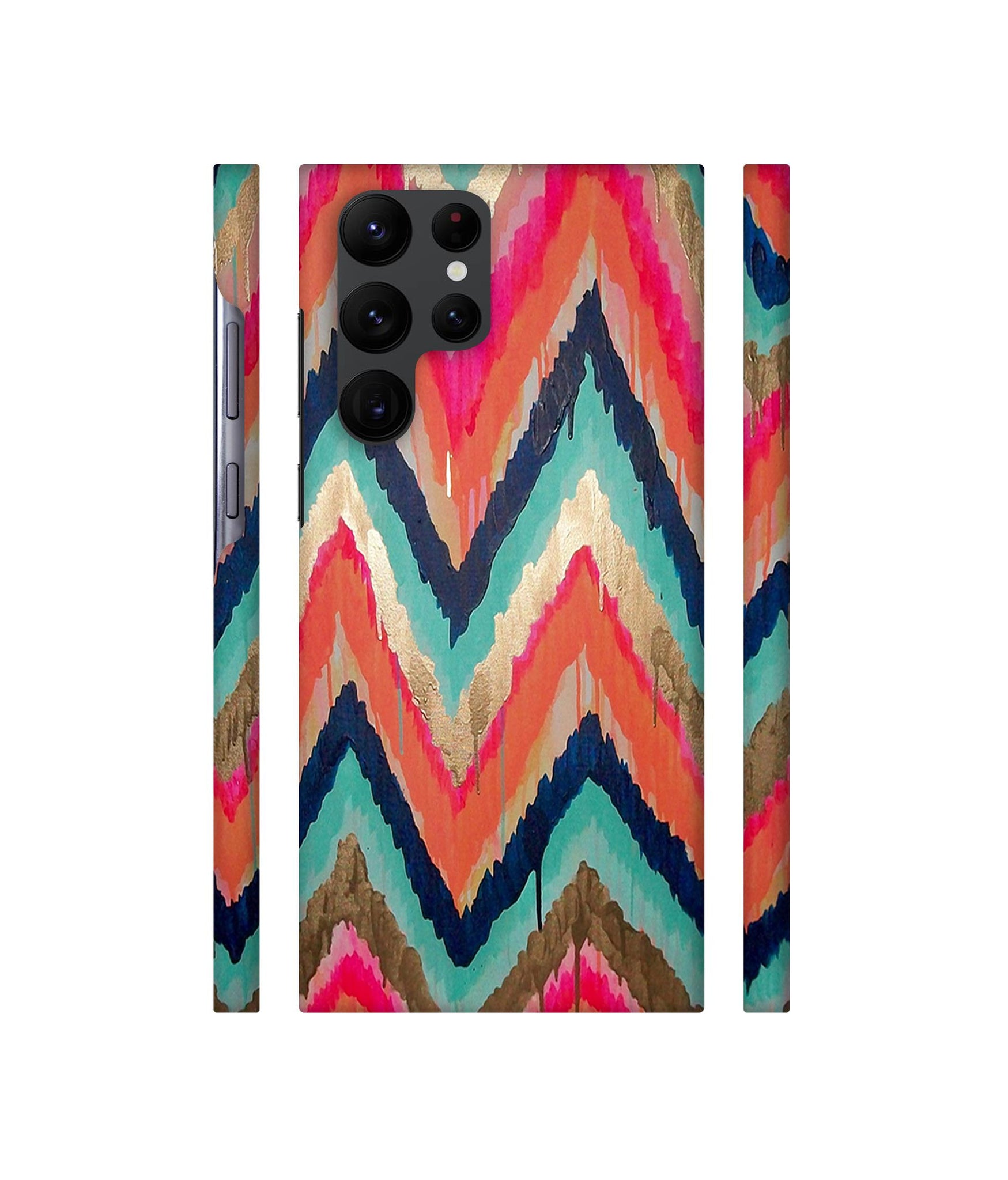 Colorful Zig-Zag Lines Art Designer Hard Back Cover for Samsung Galaxy S22 Ultra 5G