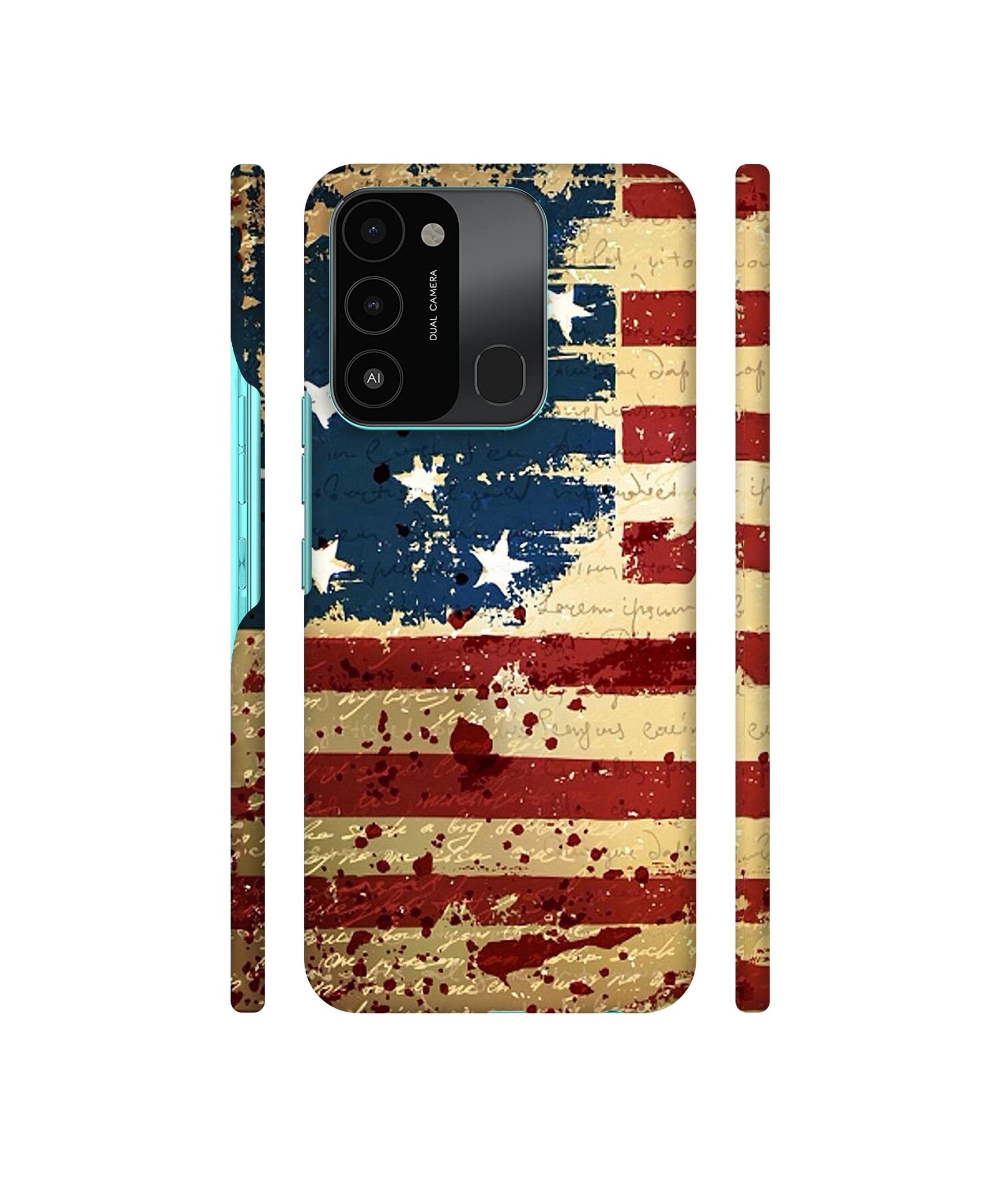 Colorful USA Flag Designer Hard Back Cover for Tecno Spark 8C