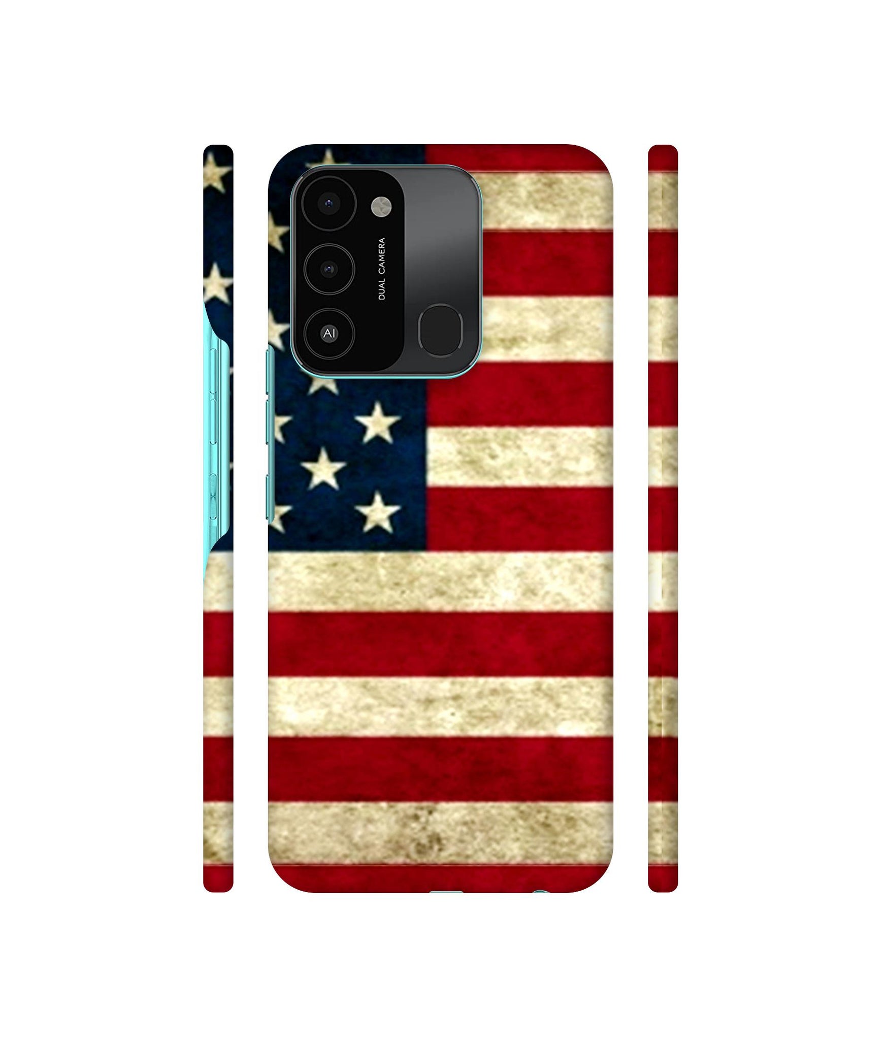 Multicoloured USA Flag Designer Hard Back Cover for Tecno Spark 8C