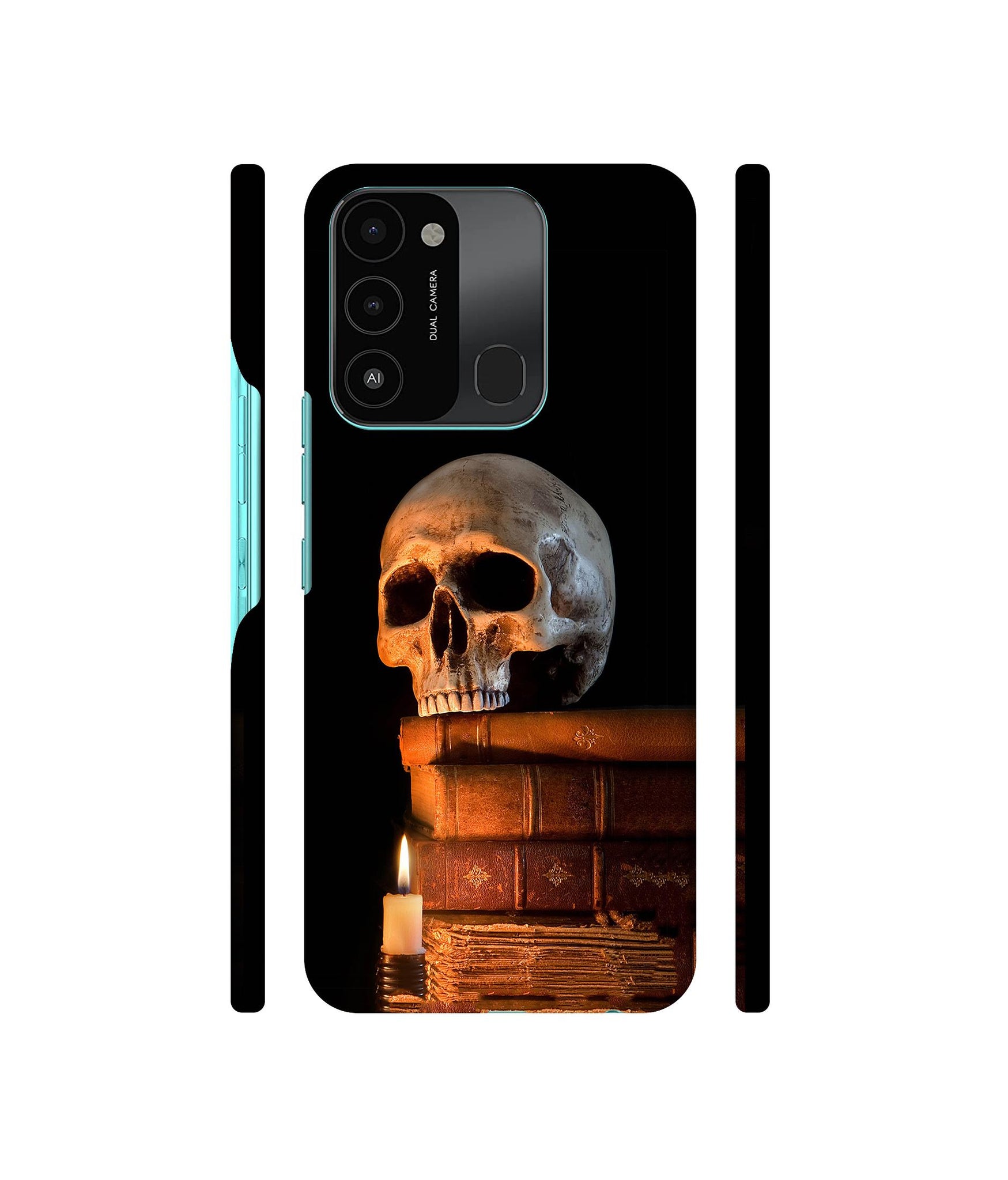 Skull Magic Candles Books Designer Hard Back Cover for Tecno Spark 8C