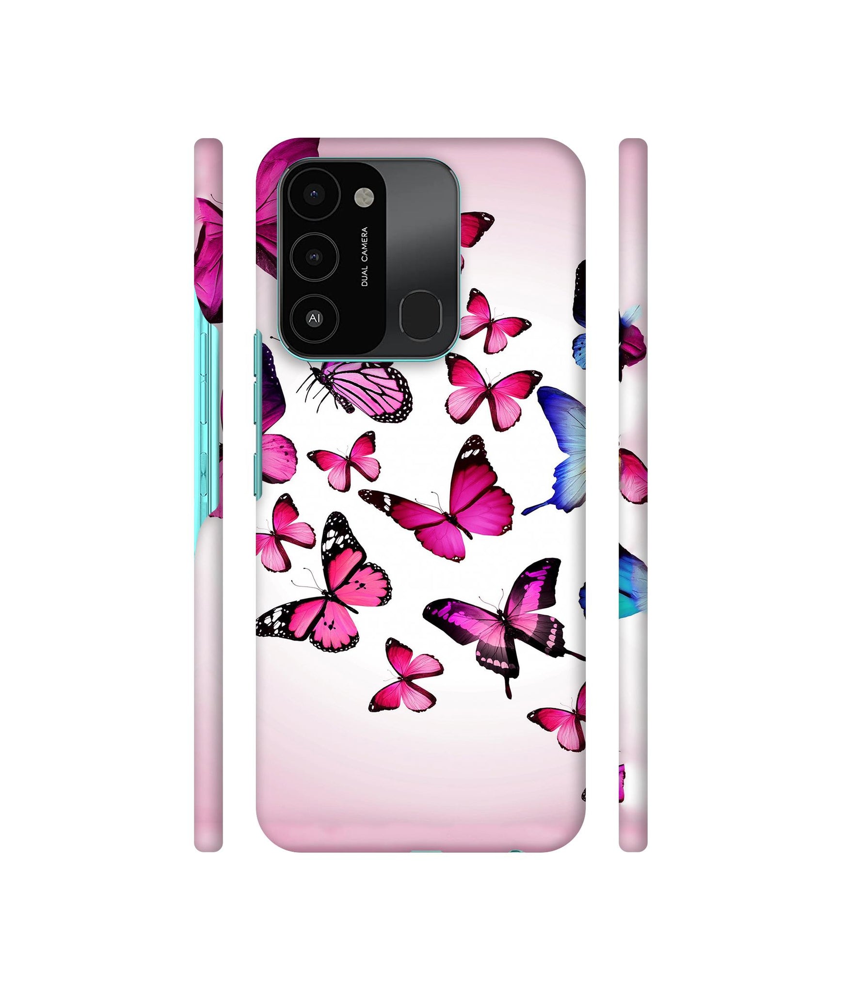 Flying Colorful Butterfly Designer Hard Back Cover for Tecno Spark 8C
