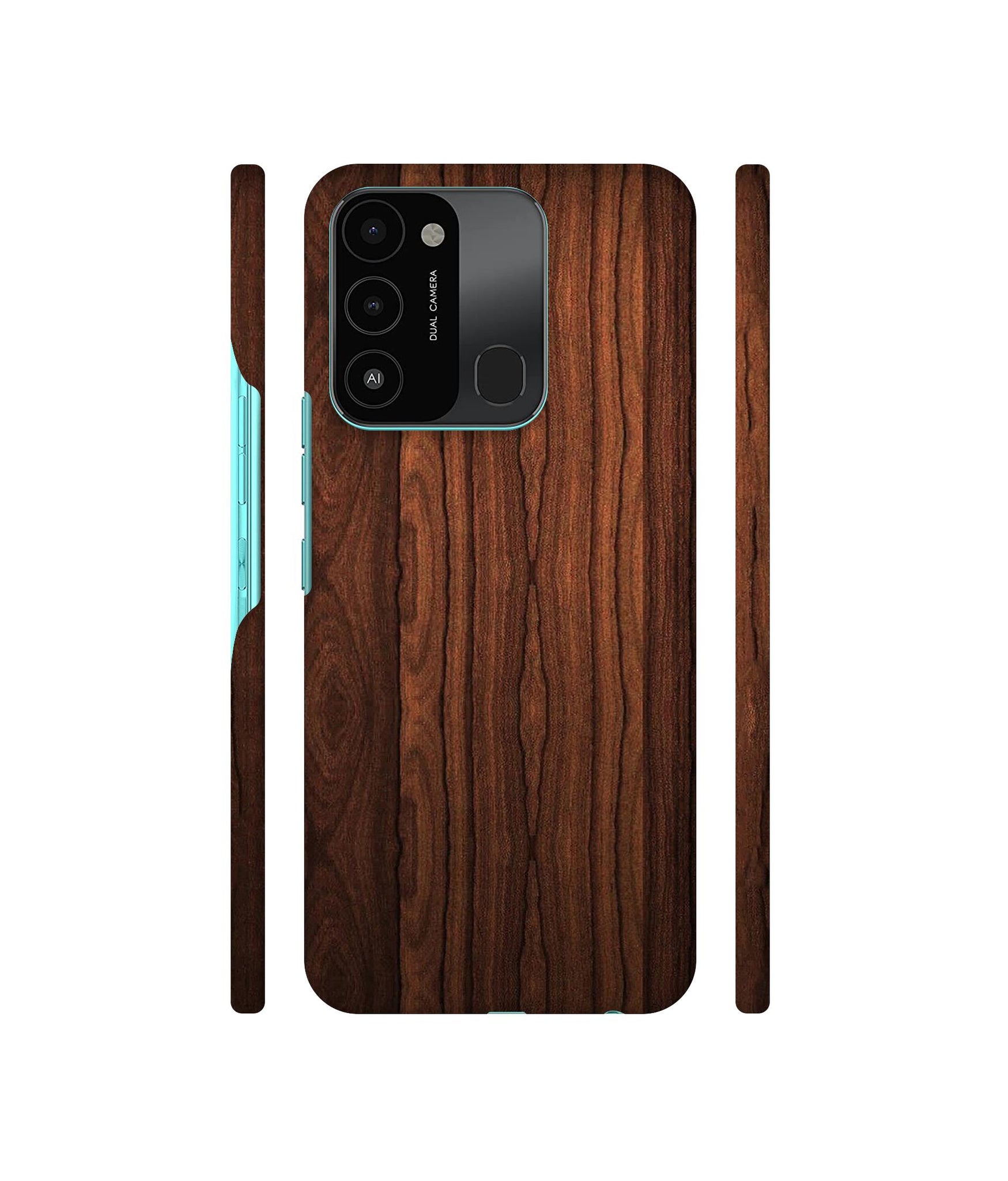 Brown Wooden Texture Designer Hard Back Cover for Tecno Spark 8C