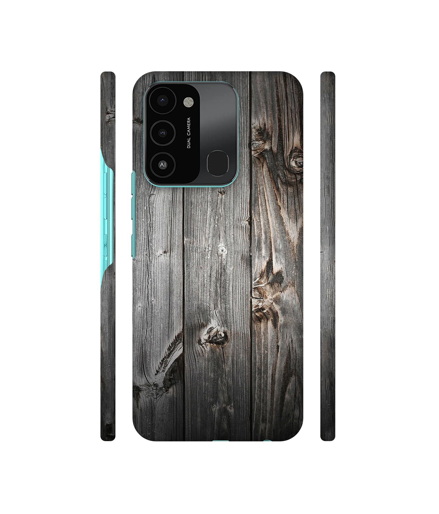 Grey Wooden Texture Designer Hard Back Cover for Tecno Spark 8C
