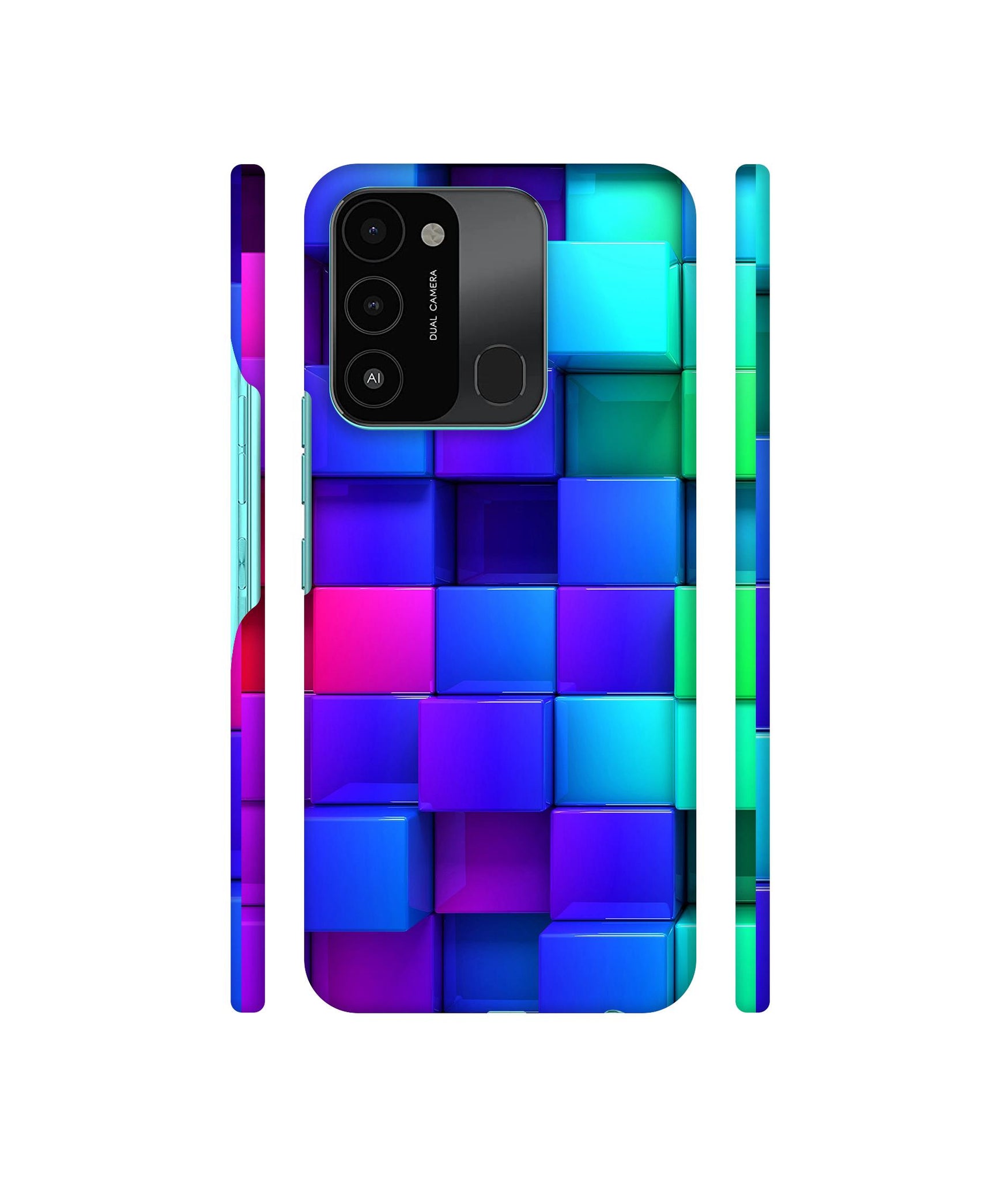 Blocks Rainbow 3D Graphics Designer Hard Back Cover for Tecno Spark 8C