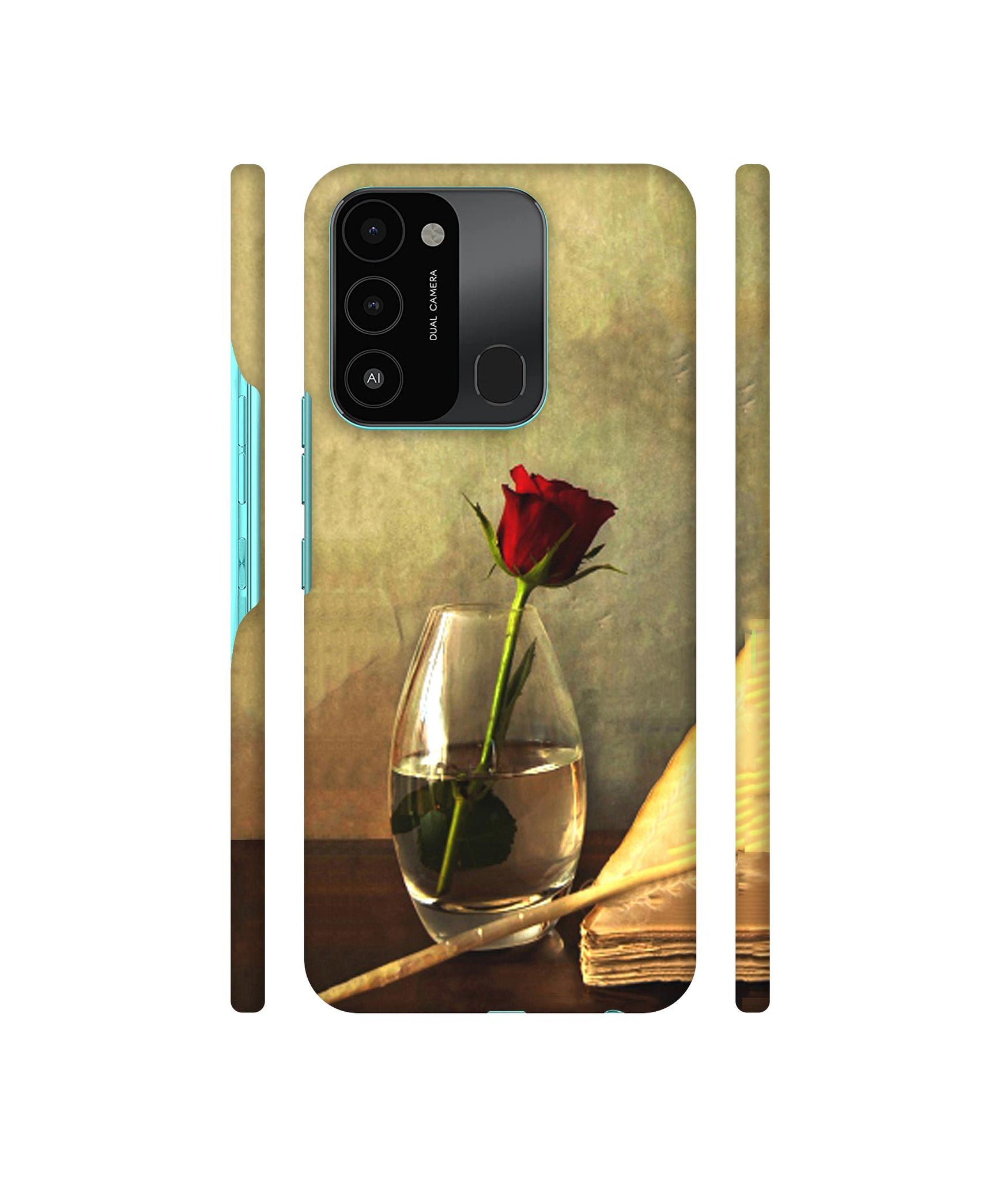 Red Rose in Glass Designer Hard Back Cover for Tecno Spark 8C