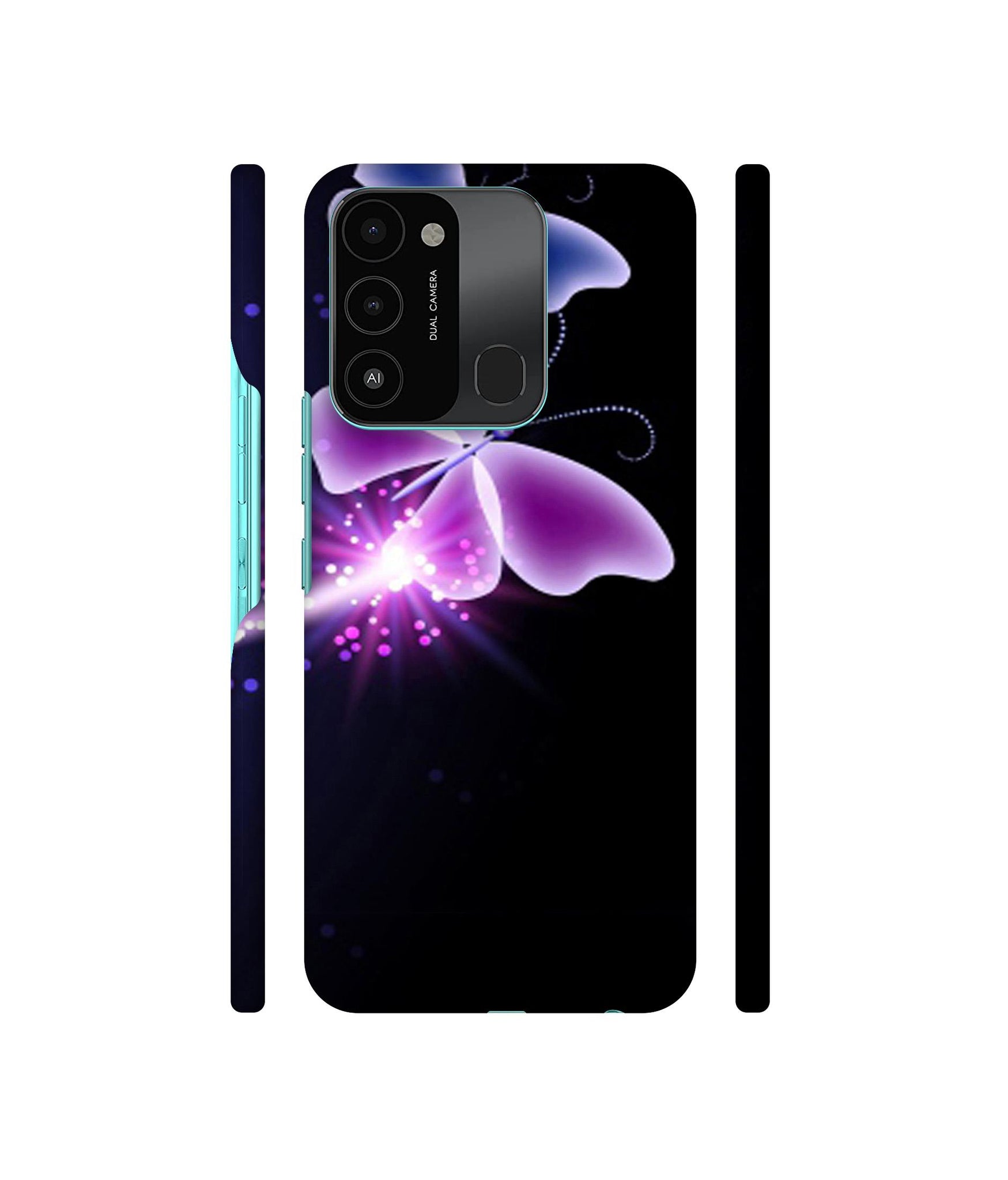 Neon Butterfly Light Abstract Shine Designer Hard Back Cover for Tecno Spark 8C