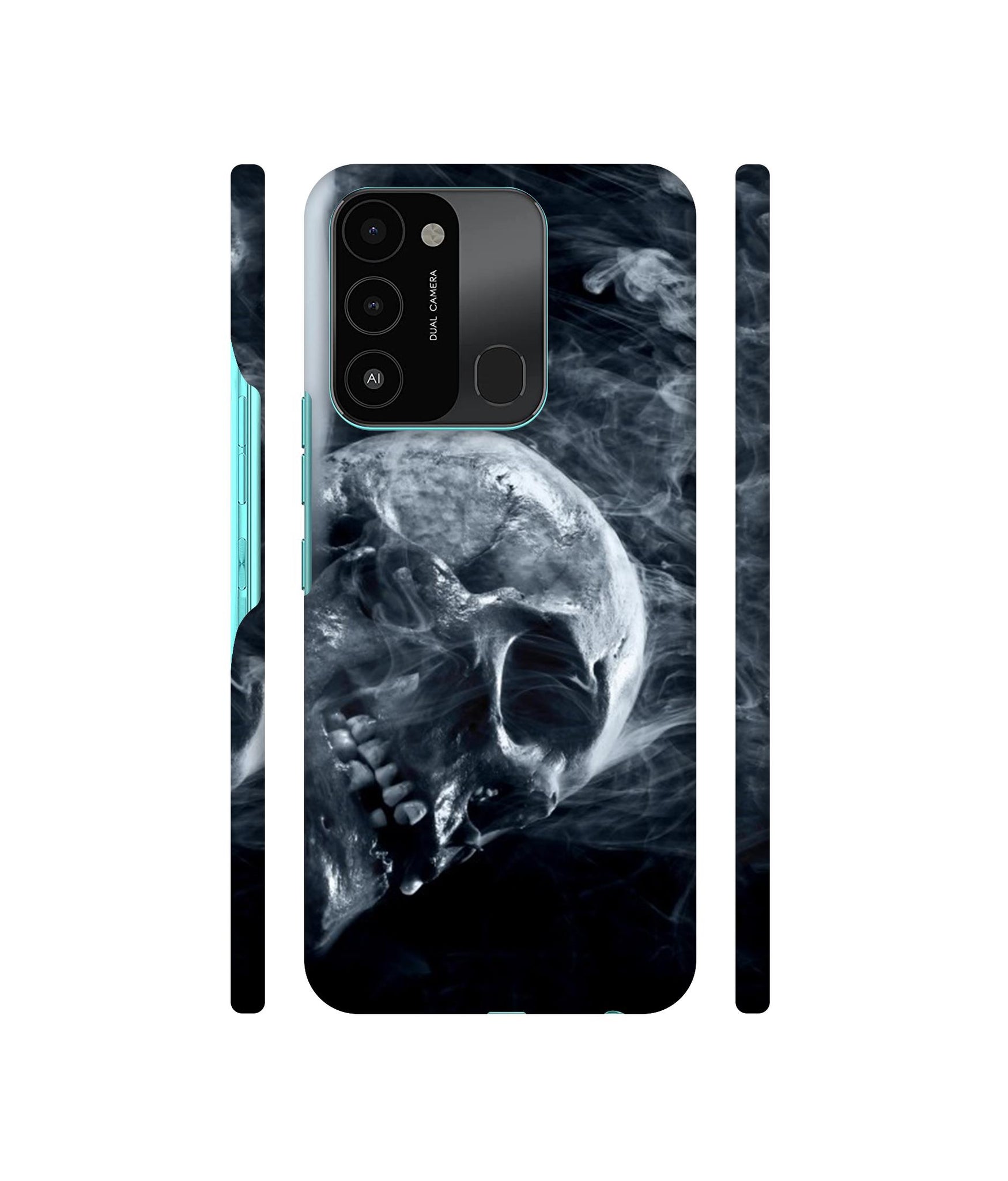 Skull Smoke Blue Scary Death Designer Hard Back Cover for Tecno Spark 8C
