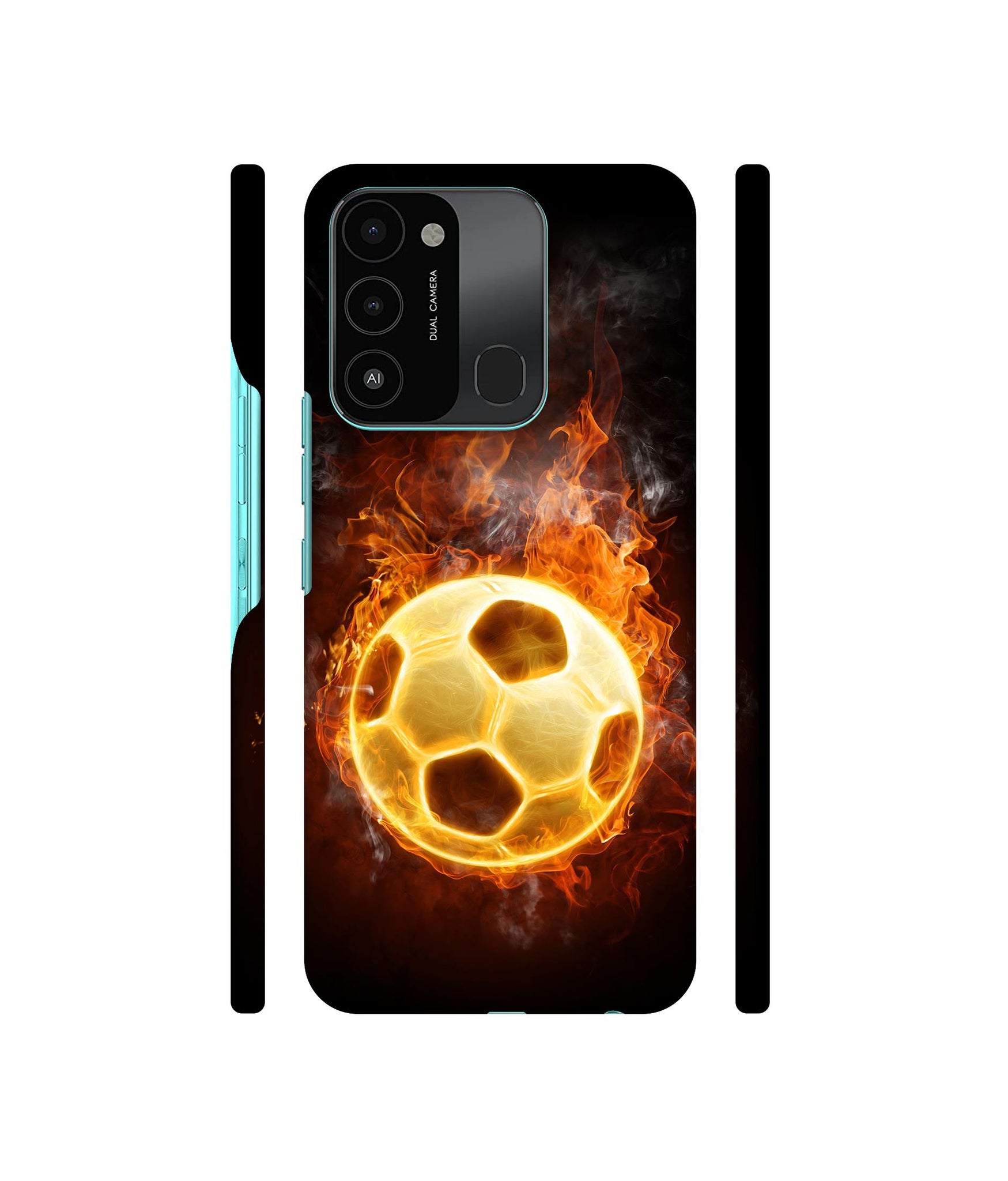 Football & Fire Designer Hard Back Cover for Tecno Spark 8C