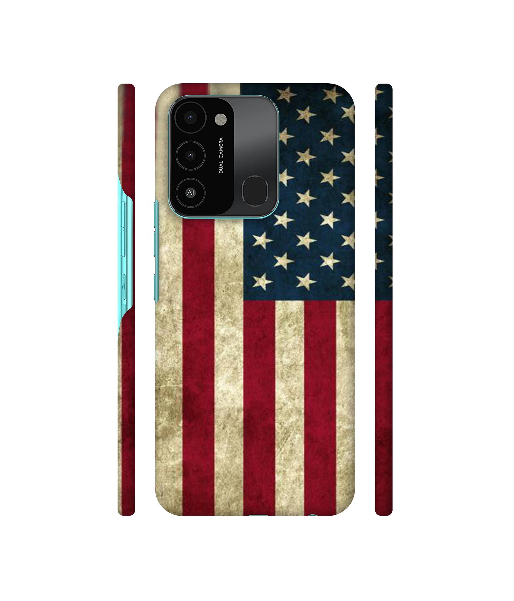 Vingate USA Flag Designer Hard Back Cover for Tecno Spark 8C