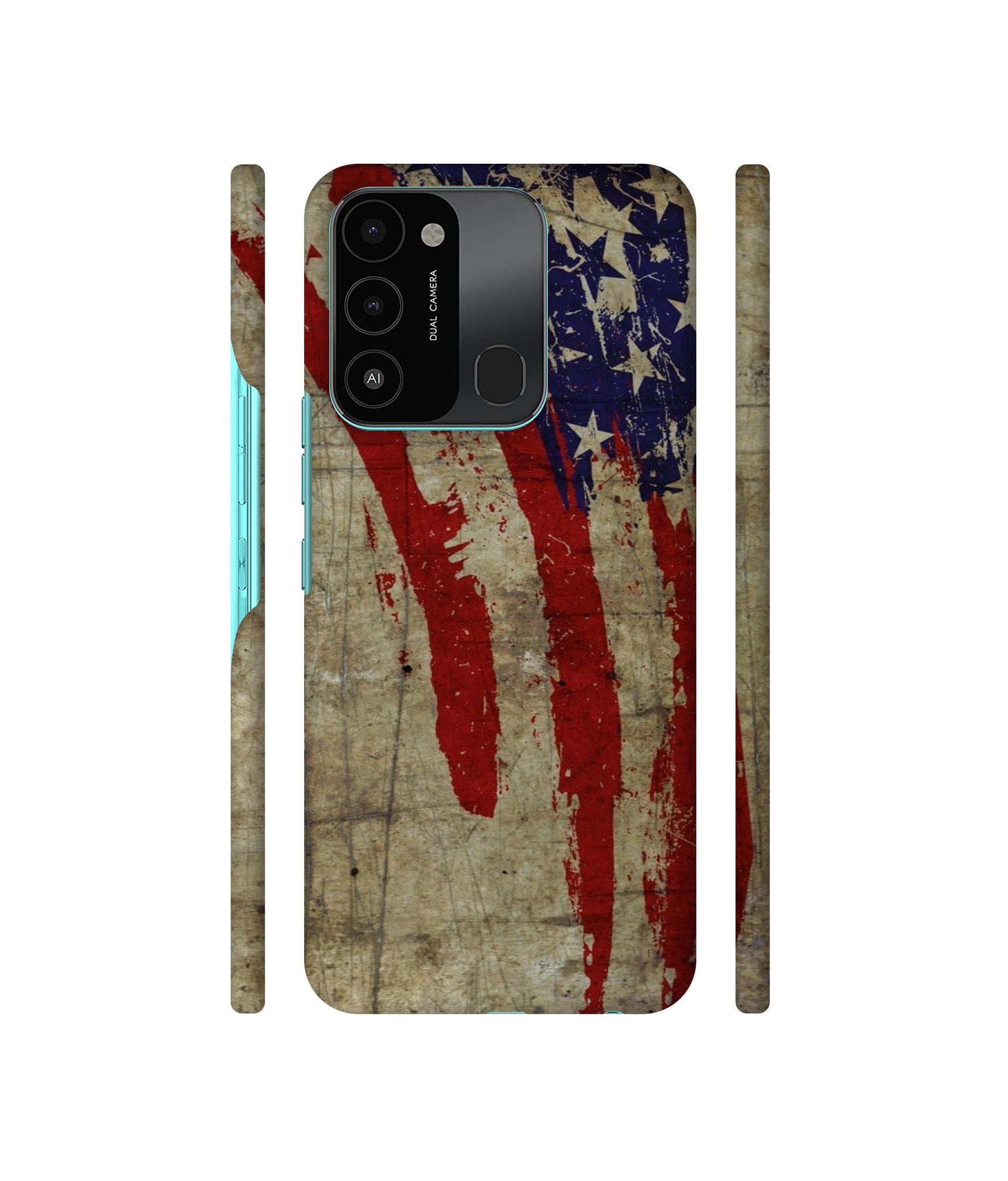 Vintage American Flag Designer Hard Back Cover for Tecno Spark 8C