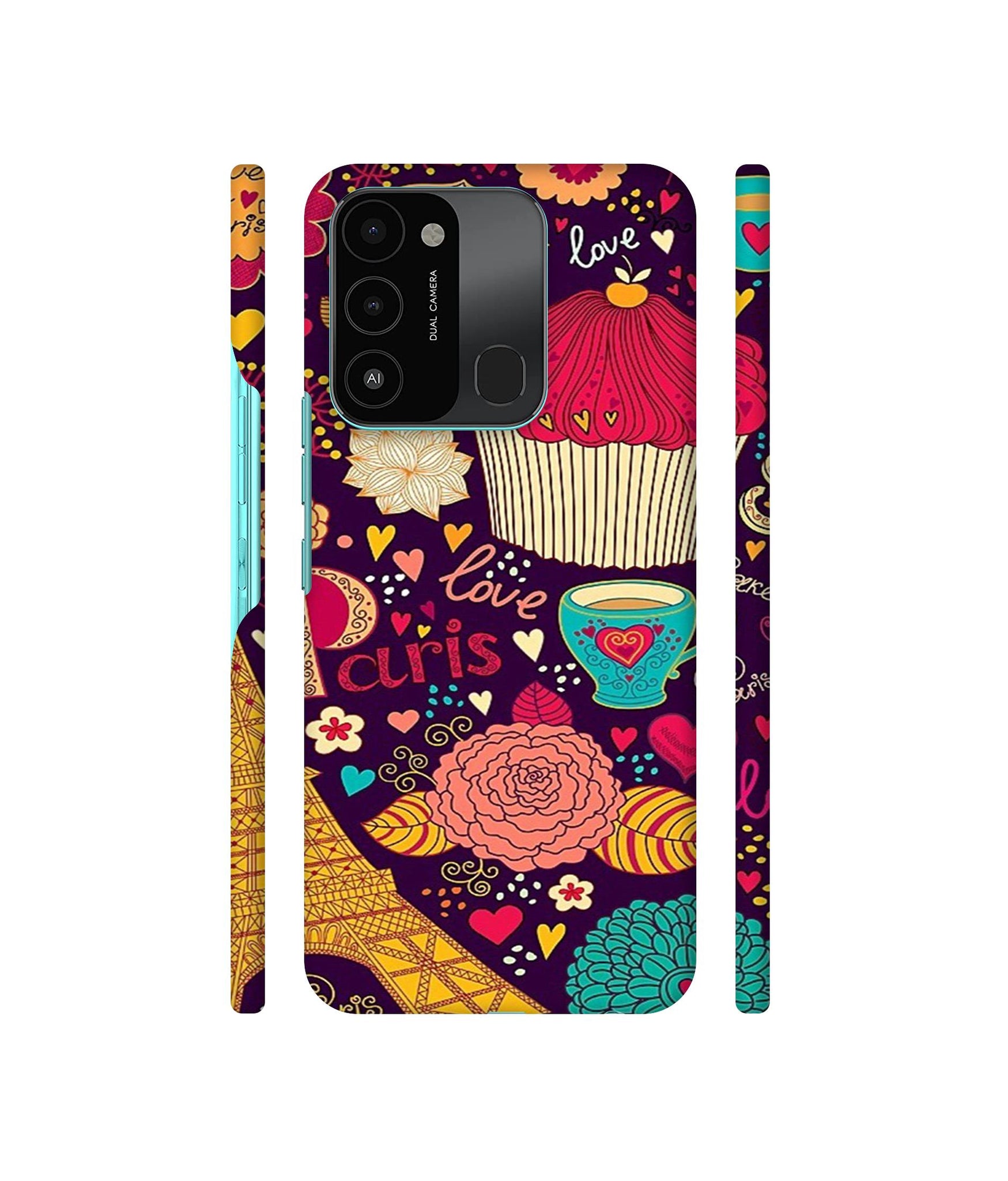 Paris Flower Love Designer Hard Back Cover for Tecno Spark 8C