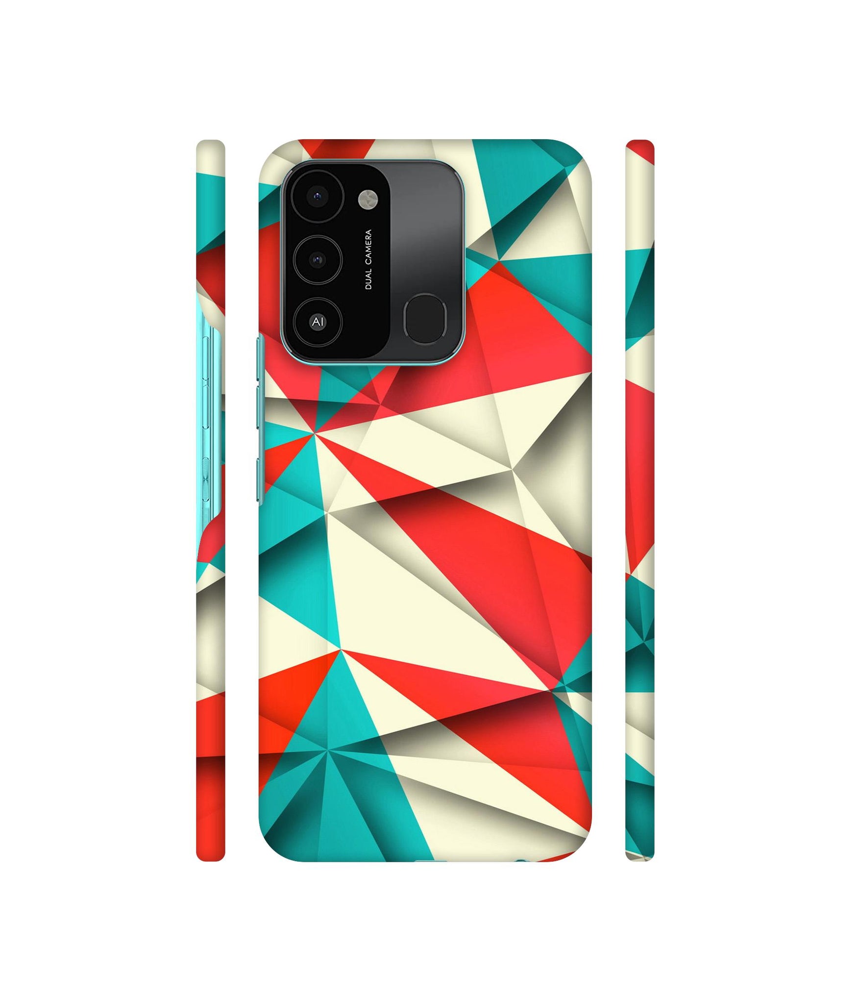 Red Blue White Pattern Designer Hard Back Cover for Tecno Spark 8C
