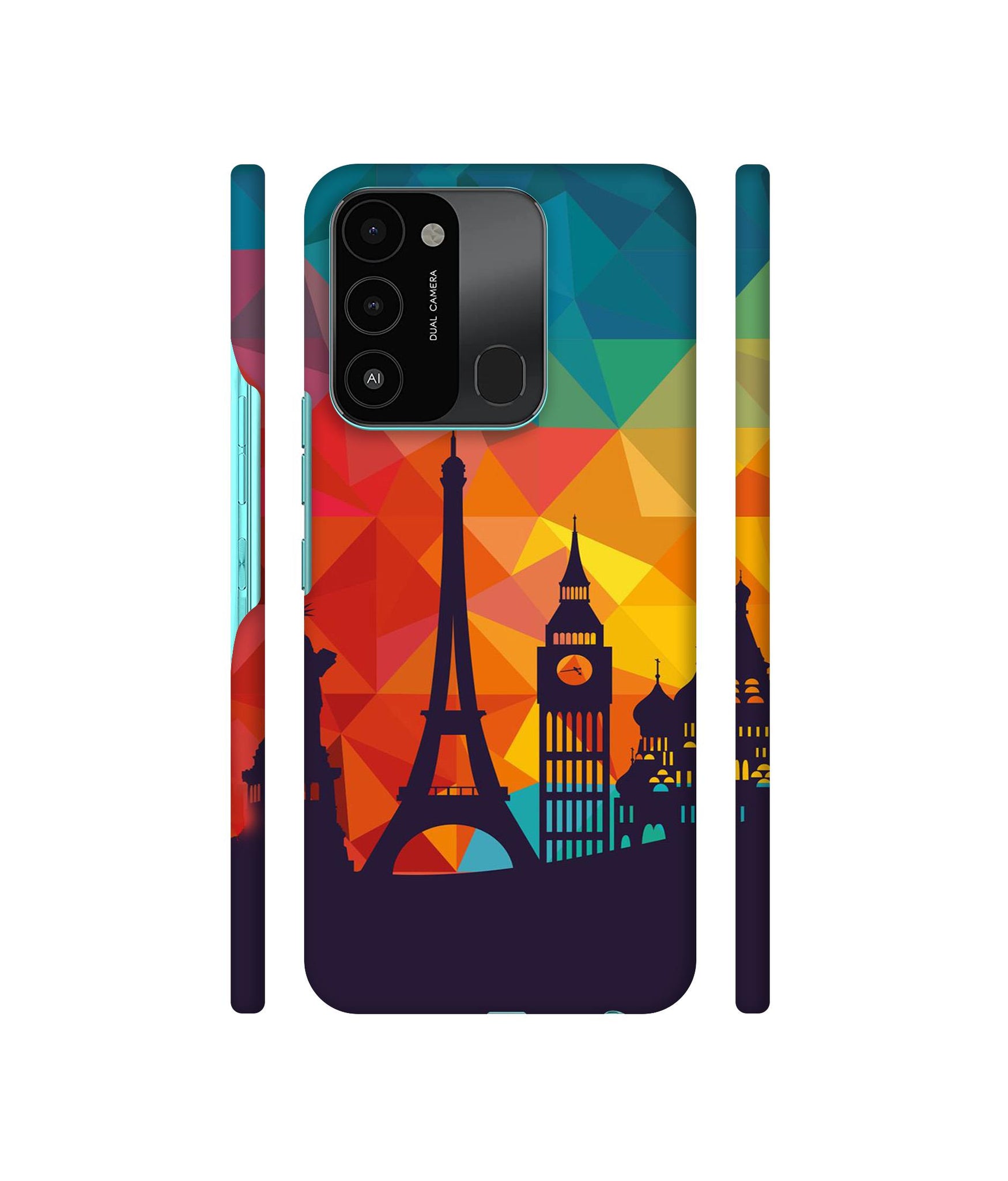 Colored Paris Designer Hard Back Cover for Tecno Spark 8C