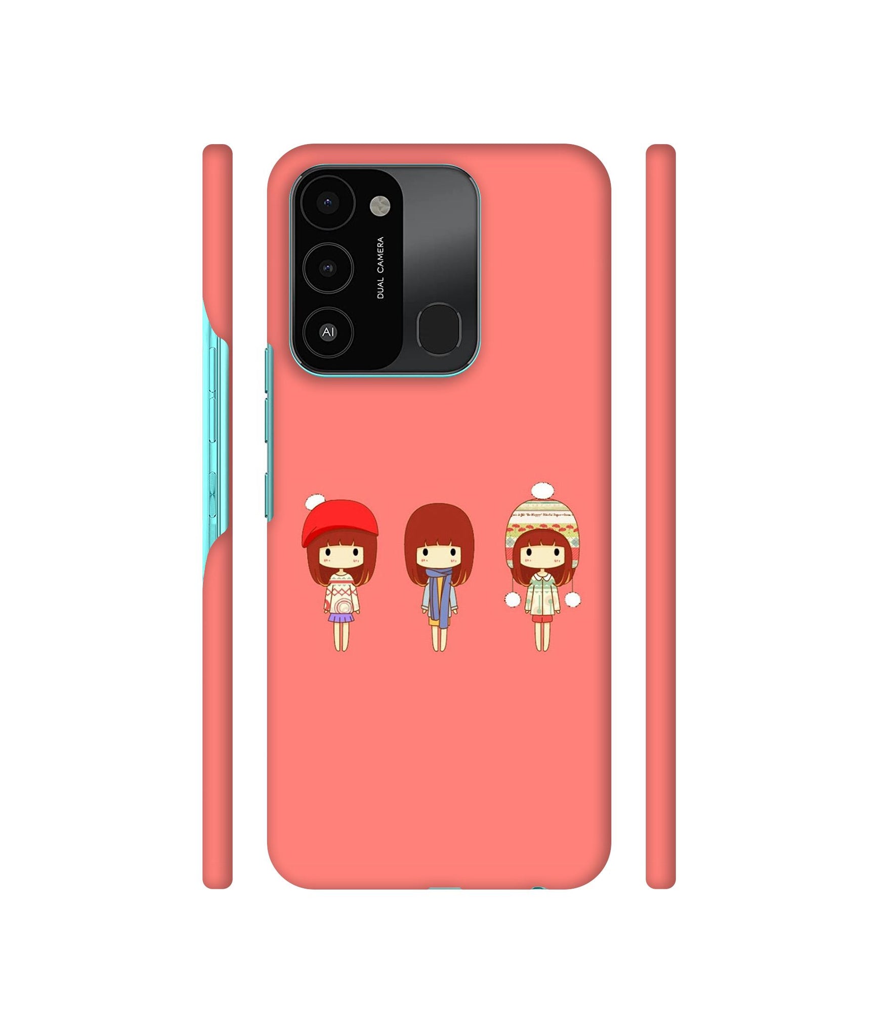 Cute Girls Designer Hard Back Cover for Tecno Spark 8C