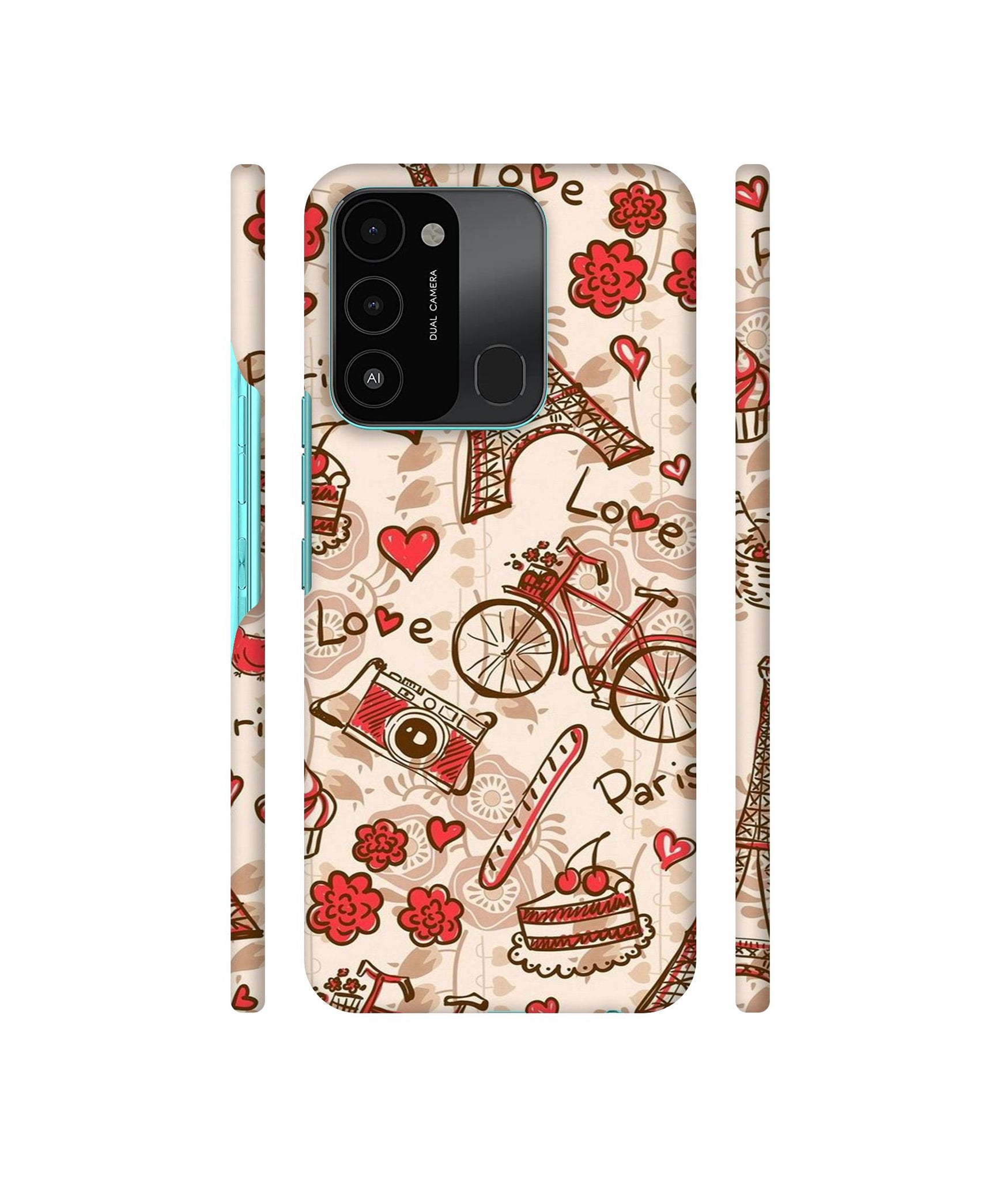 Vintage Paris Designer Hard Back Cover for Tecno Spark 8C