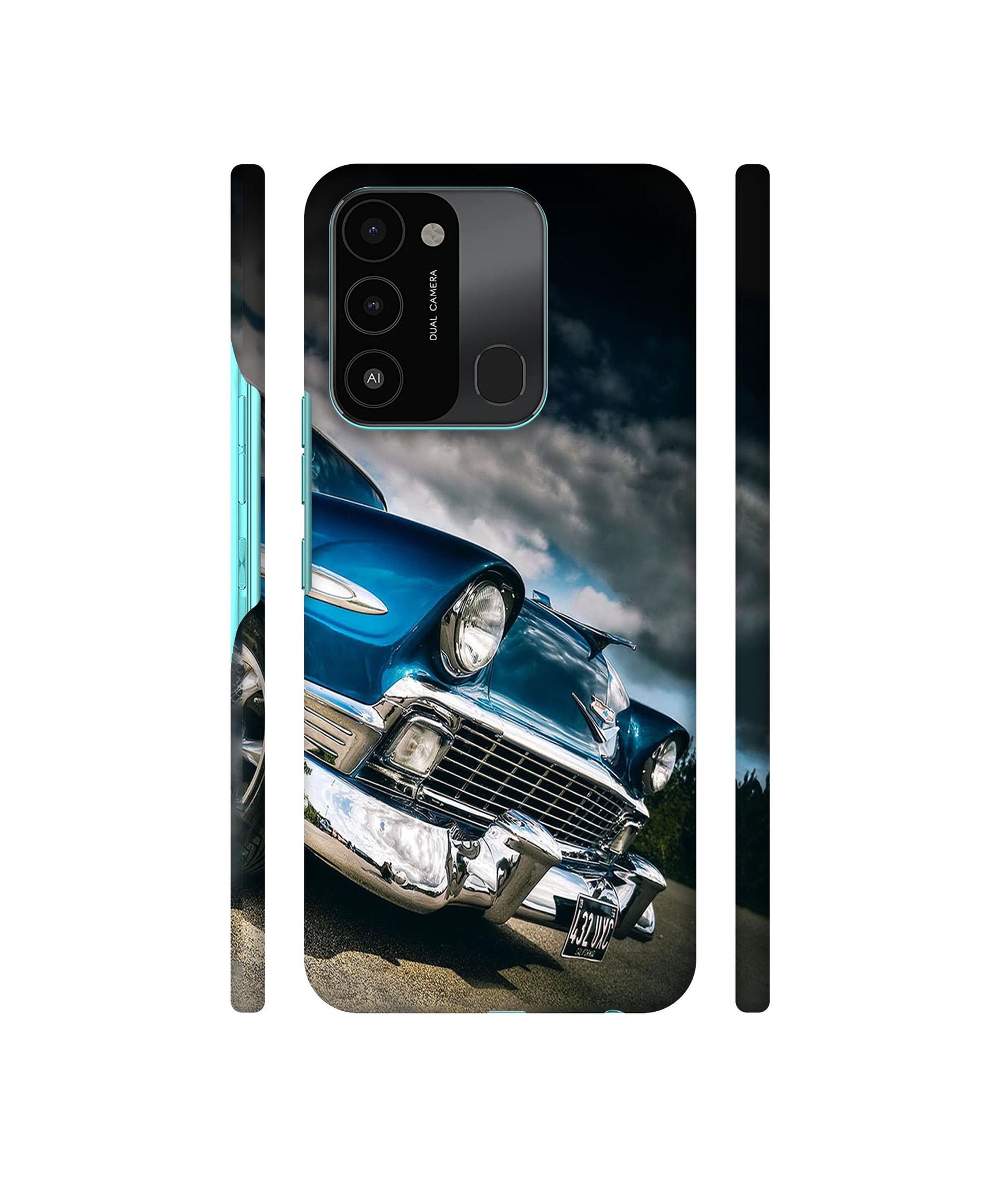 Vintage Car Pattern Designer Hard Back Cover for Tecno Spark 8C