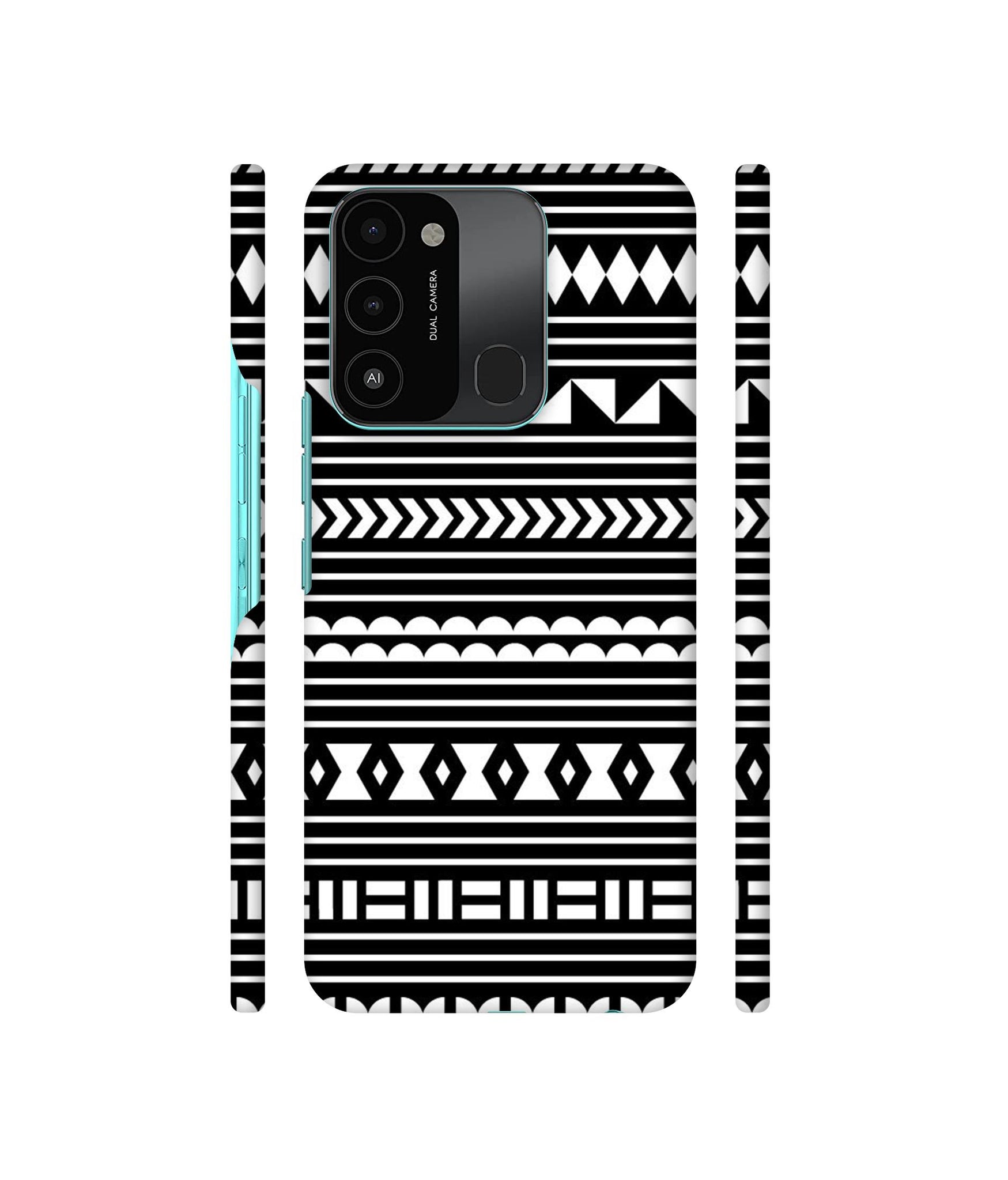Black Pattern Designer Hard Back Cover for Tecno Spark 8C
