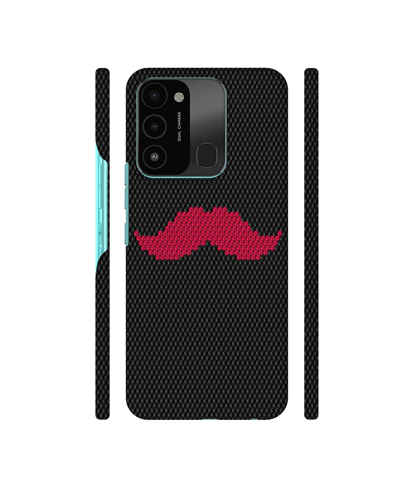 Pink Mustache Pattern Designer Hard Back Cover for Tecno Spark 8C