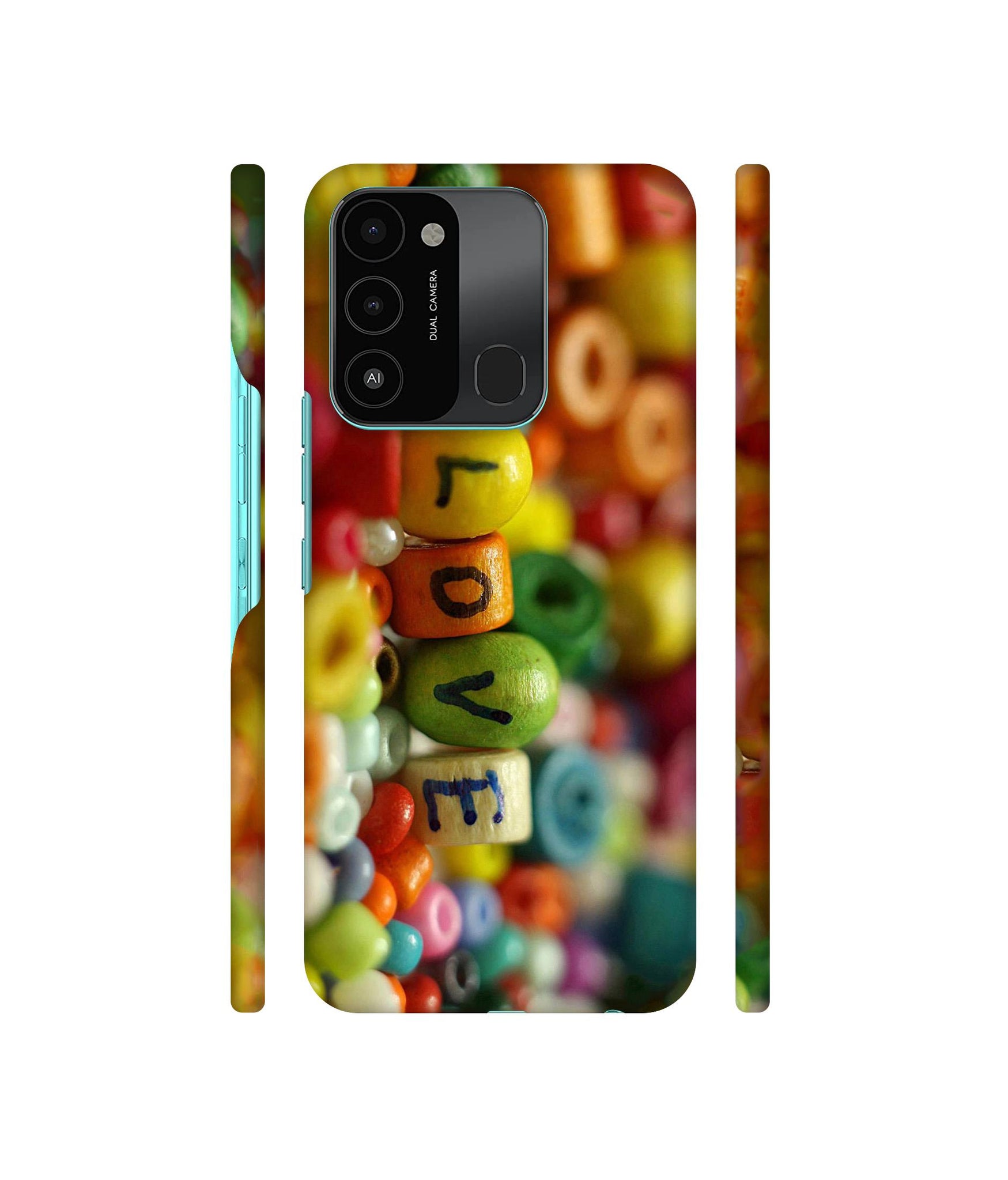 Colorful Love Designer Hard Back Cover for Tecno Spark 8C