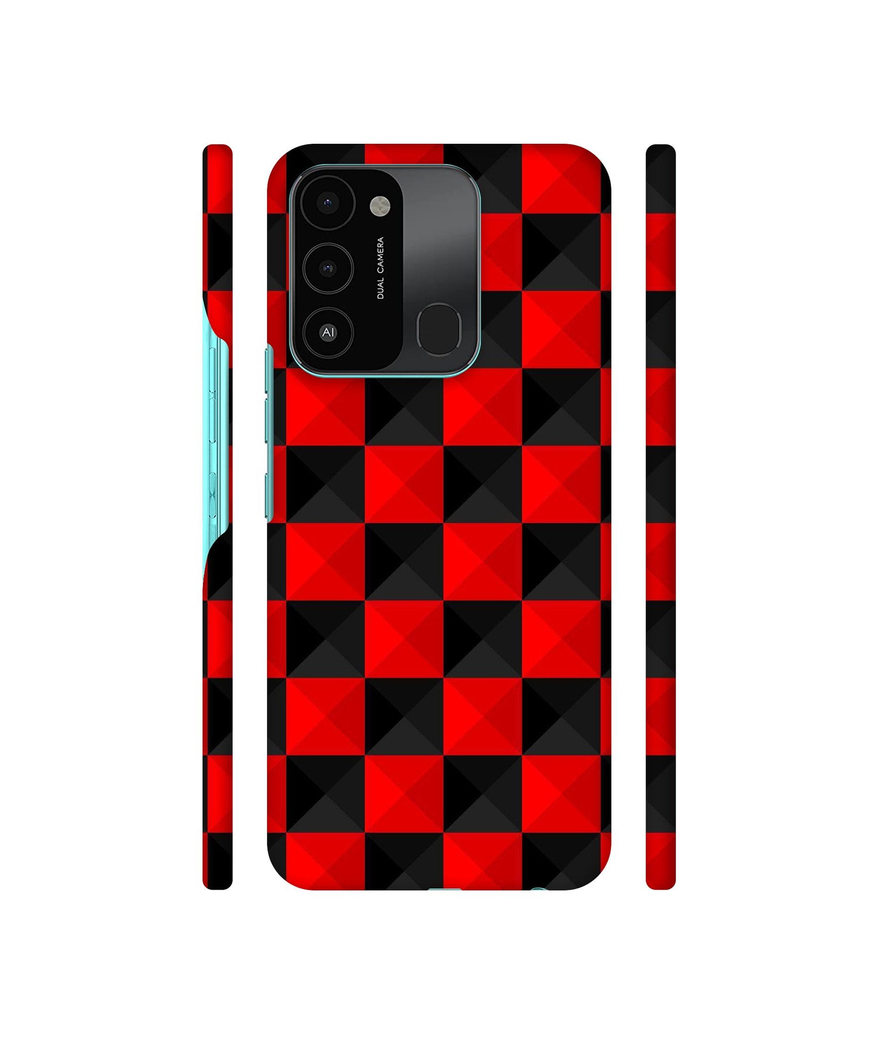 Red N Black Cubes Designer Hard Back Cover for Tecno Spark 8C