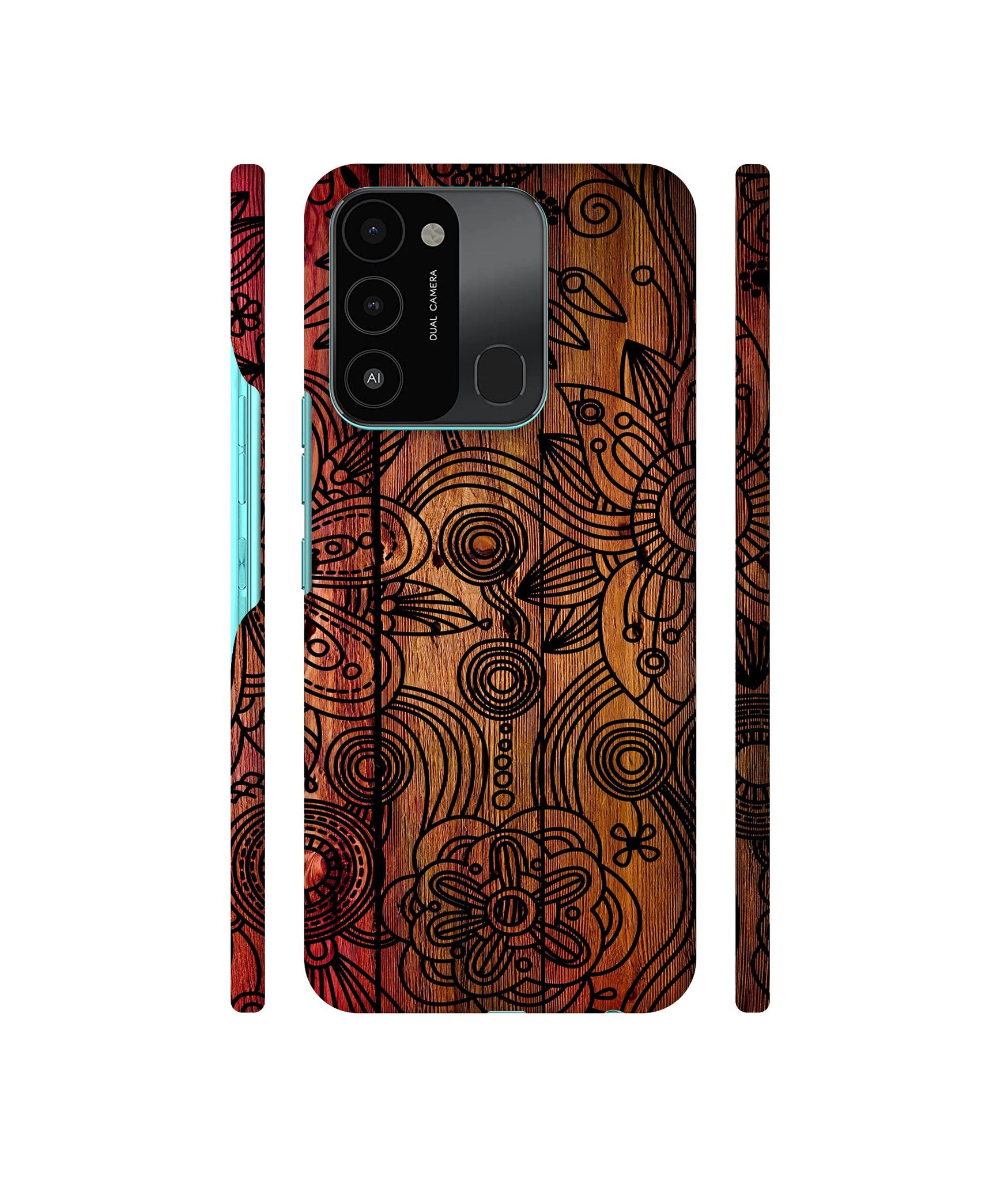 Dark Wooden Background Designer Hard Back Cover for Tecno Spark 8C