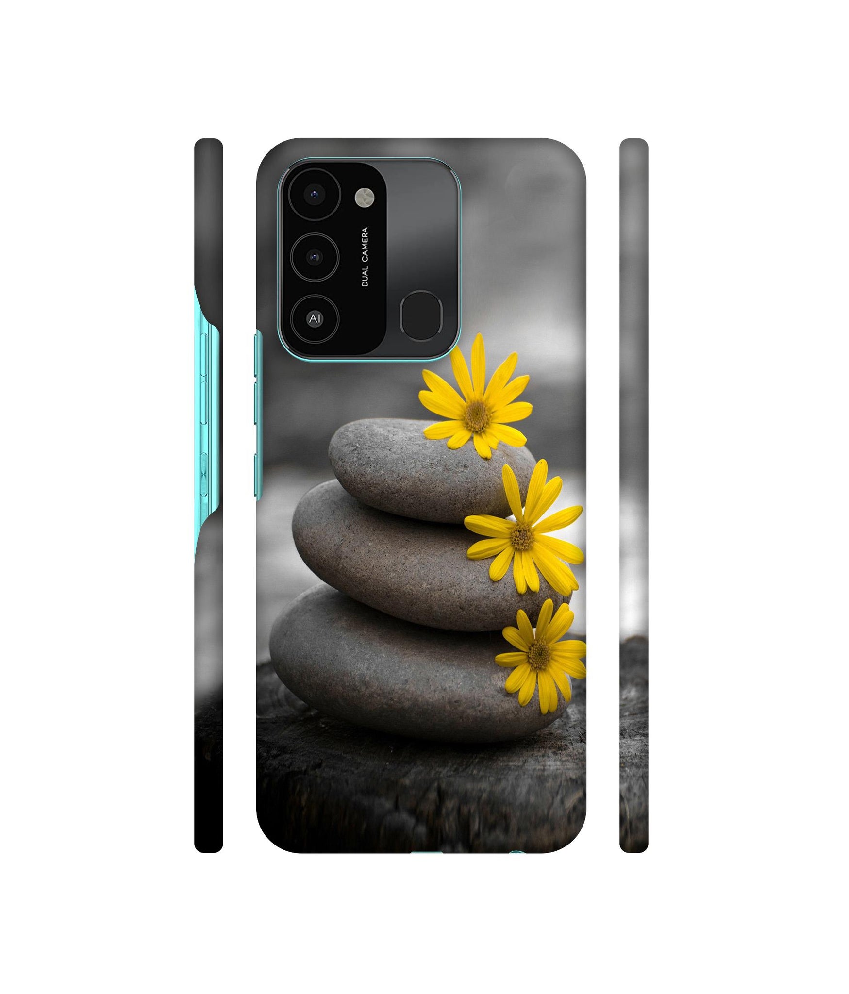 Stones And Flower Designer Hard Back Cover for Tecno Spark 8C