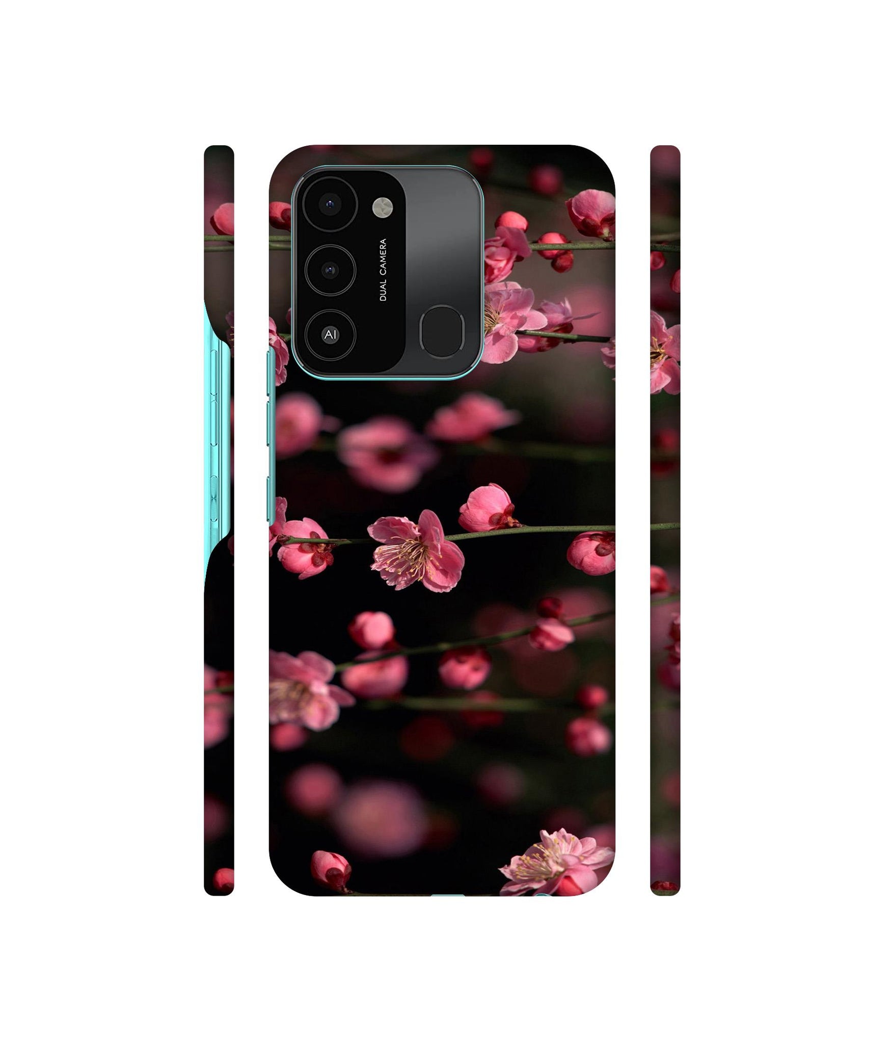 Pink Flowers Designer Hard Back Cover for Tecno Spark 8C