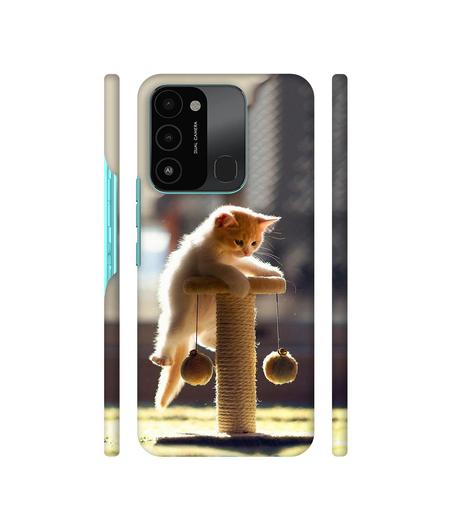 Cat Climbing Designer Hard Back Cover for Tecno Spark 8C