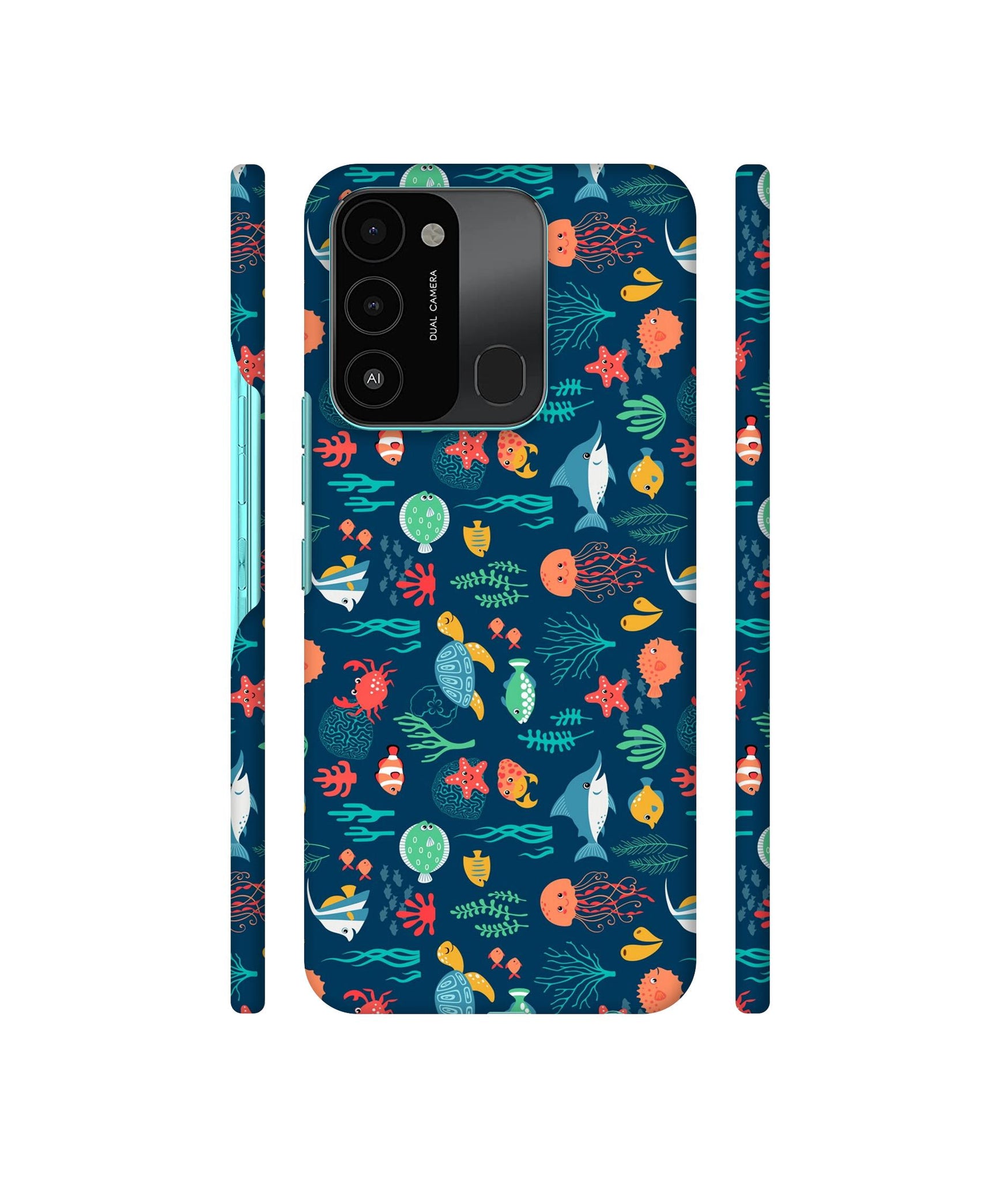 Aquarium Texture Designer Hard Back Cover for Tecno Spark 8C