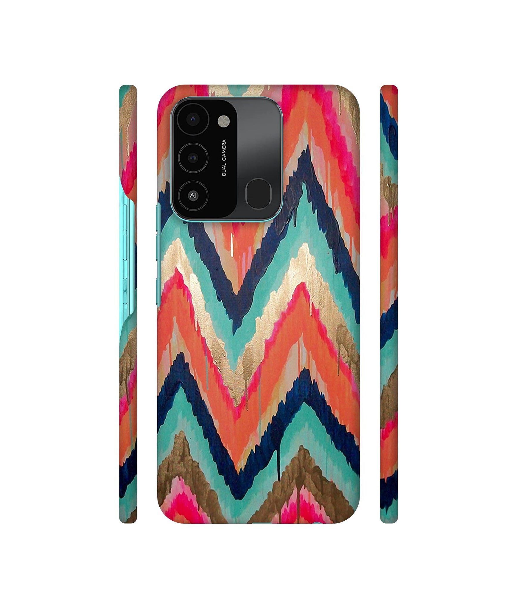 Colorful Zig-Zag Lines Art Designer Hard Back Cover for Tecno Spark 8C